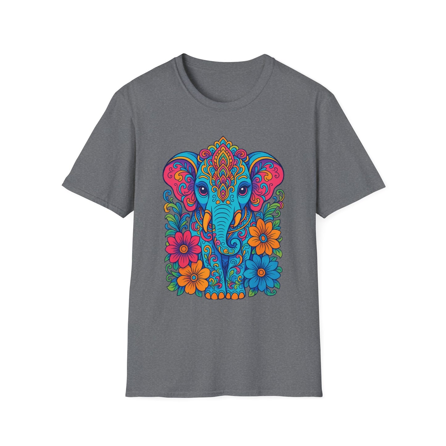 Colorful Elephant Shirt Trippy Boho Floral Art Tee Gift for Yoga Lovers Psychedelic Animal Fans and Free Spirits Who Rock Vibrant Festival Style