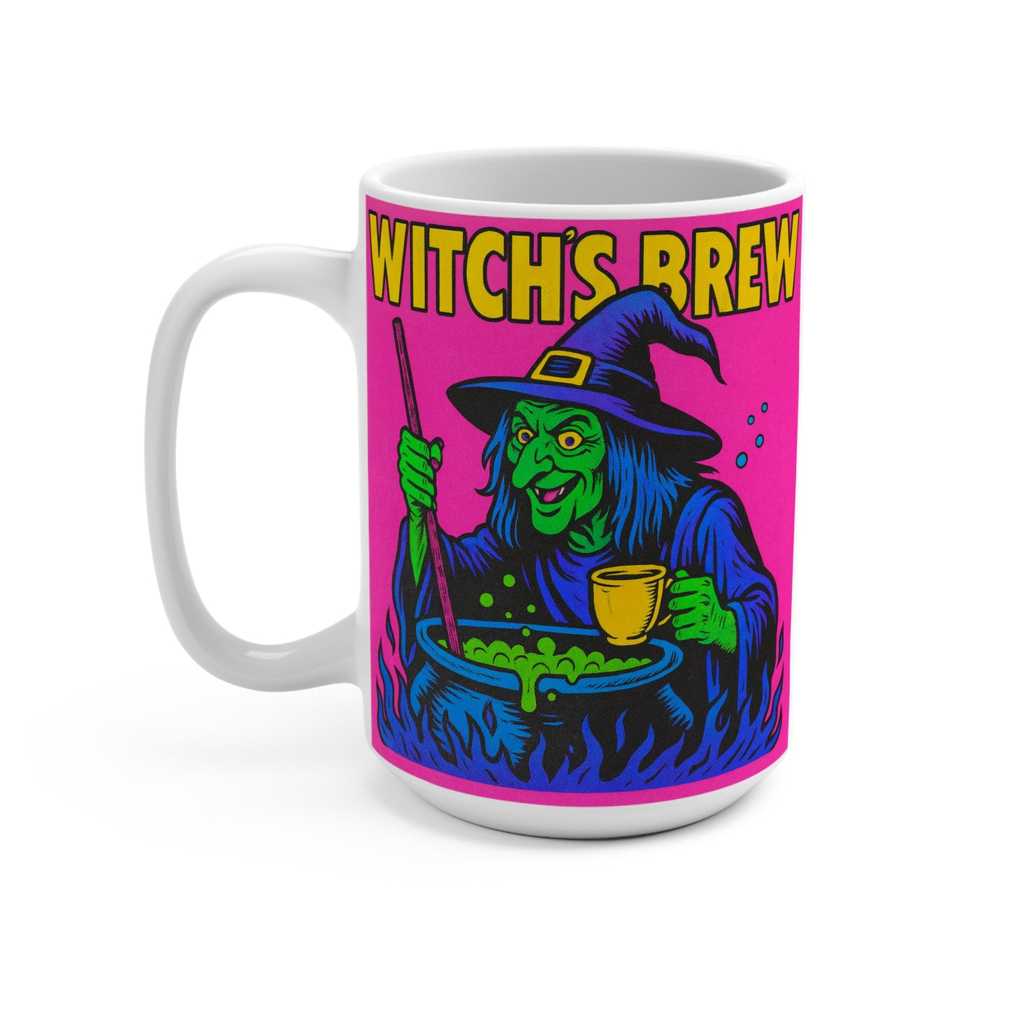 Halloween Witchs Brew Coffee Mug Funny Spooky Witch Cauldron 15oz Ceramic Cup