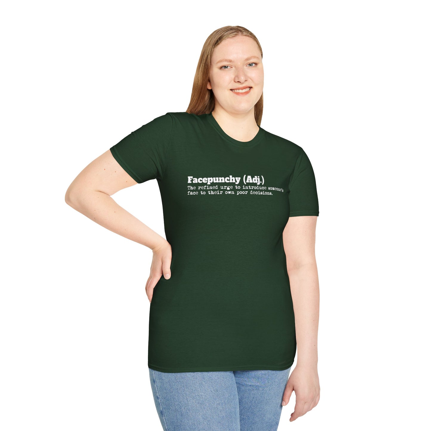 Facepunchy Definition T-Shirt Sarcastic Text Tee Funny Dictionary Shirt for Snarky People Gift for Coworkers with Attitude Passive Aggressive Humor