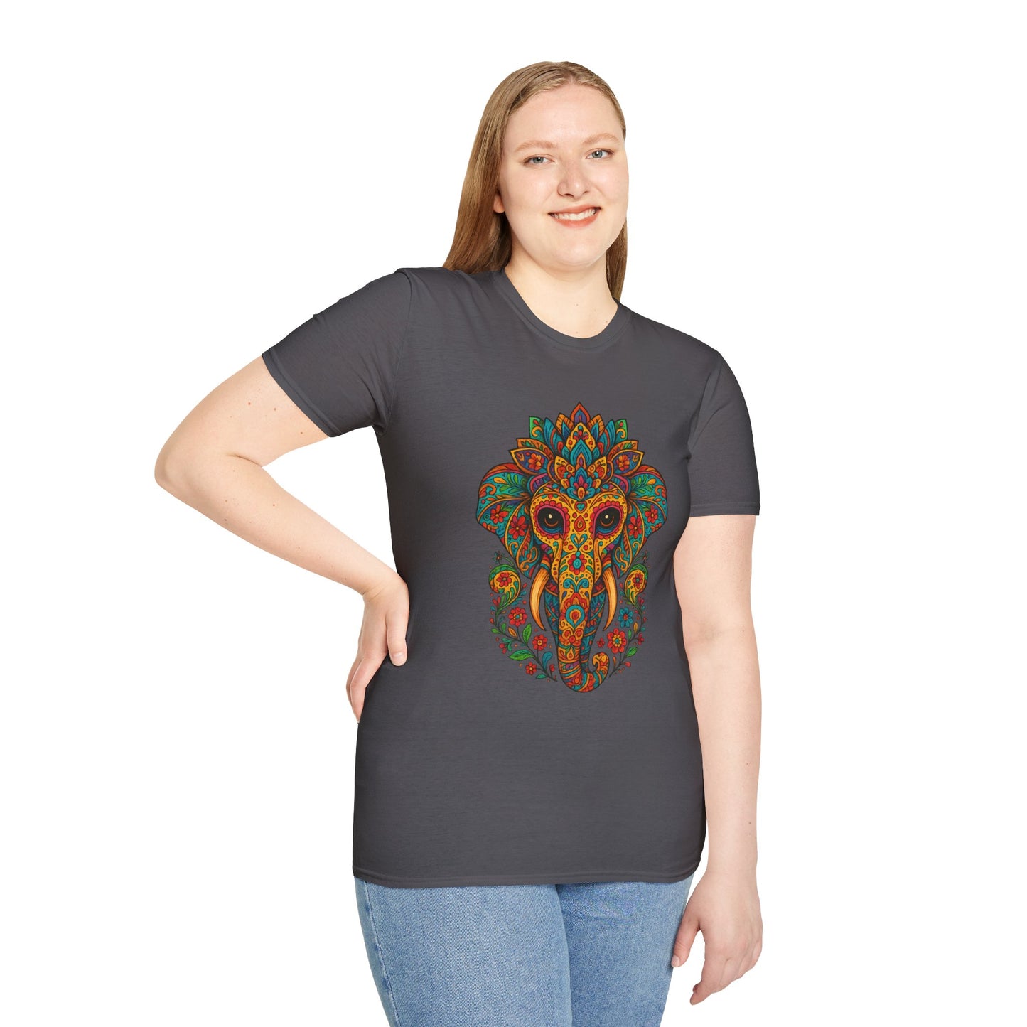 Boho Elephant Shirt Psychedelic Floral Head Art Tee Gift for Spiritual Seekers Animal Lovers and Mindful Hippies with a Love for Earthy Trippy Vibes