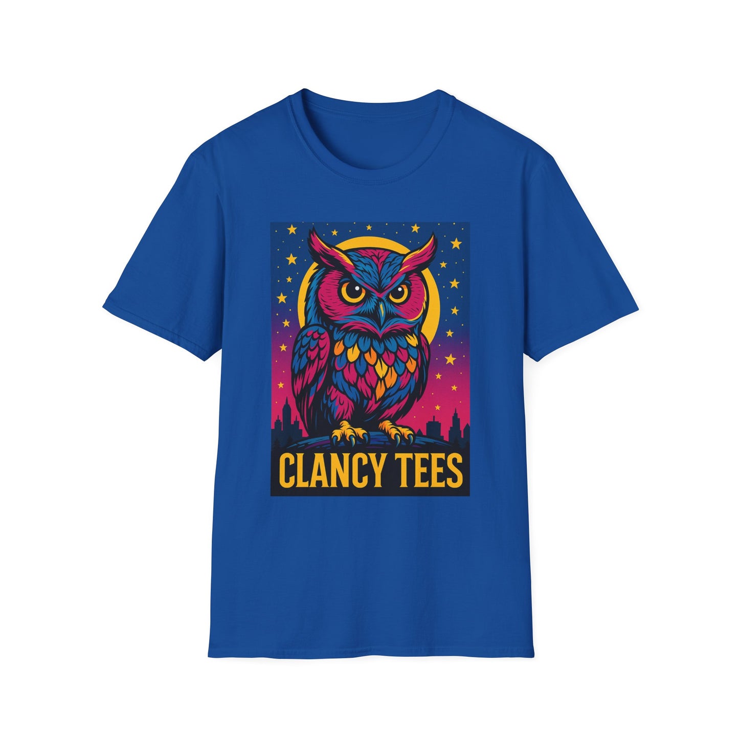 Psychedelic Owl Shirt with Stars and Moon | Trippy Forest Animal Tee | Gift for Night Owls and Weirdos | Bold Colorful Nature Graphic Tee