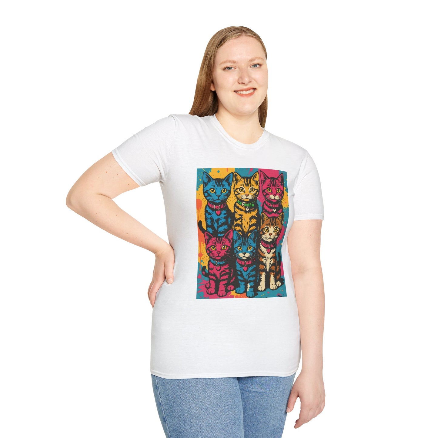 Rainbow Cats Art Shirt – Colorful Cat Lover Tee for Feline Fans – Funny Gift for Cat Moms, Pet Parents, Weird Cat People & Whimsical Animal Aesthetic