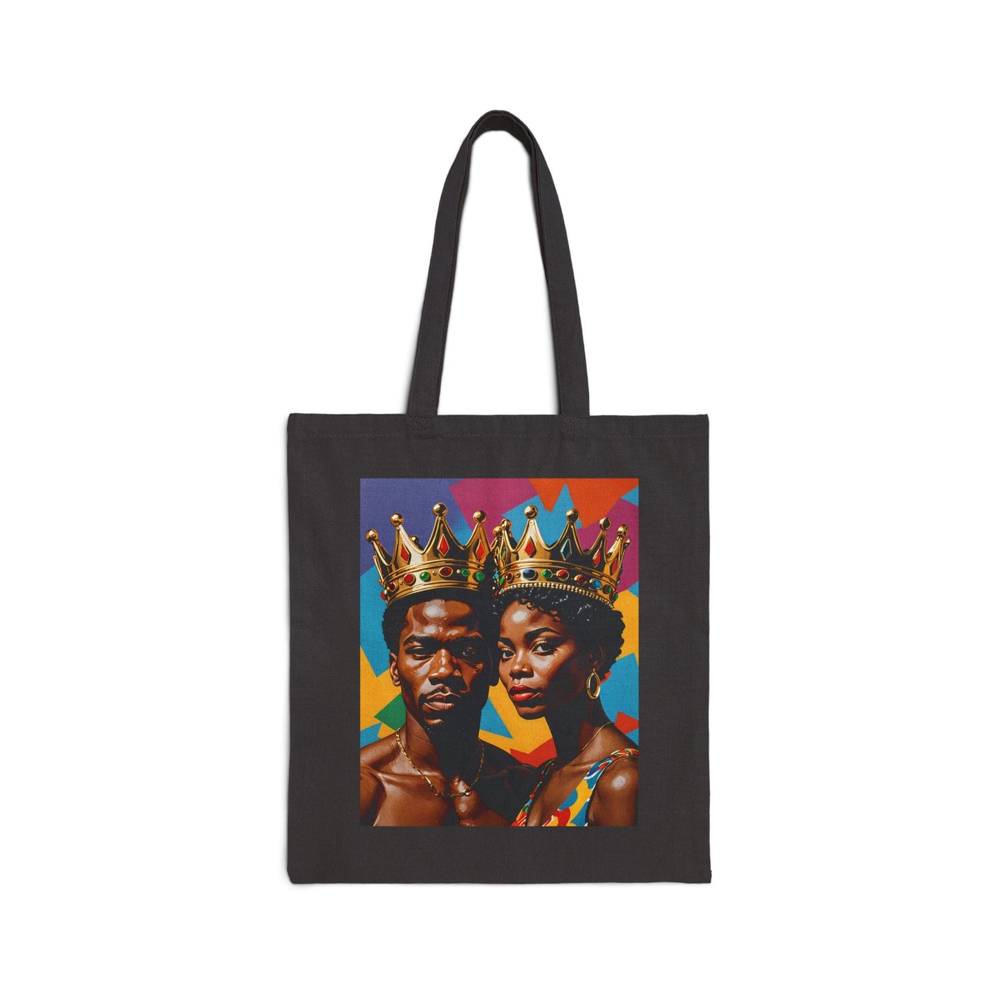 Royal Crown Couple Tote Bag Afrocentric Art Tote Bag Bold Cultural Design Tote Bag