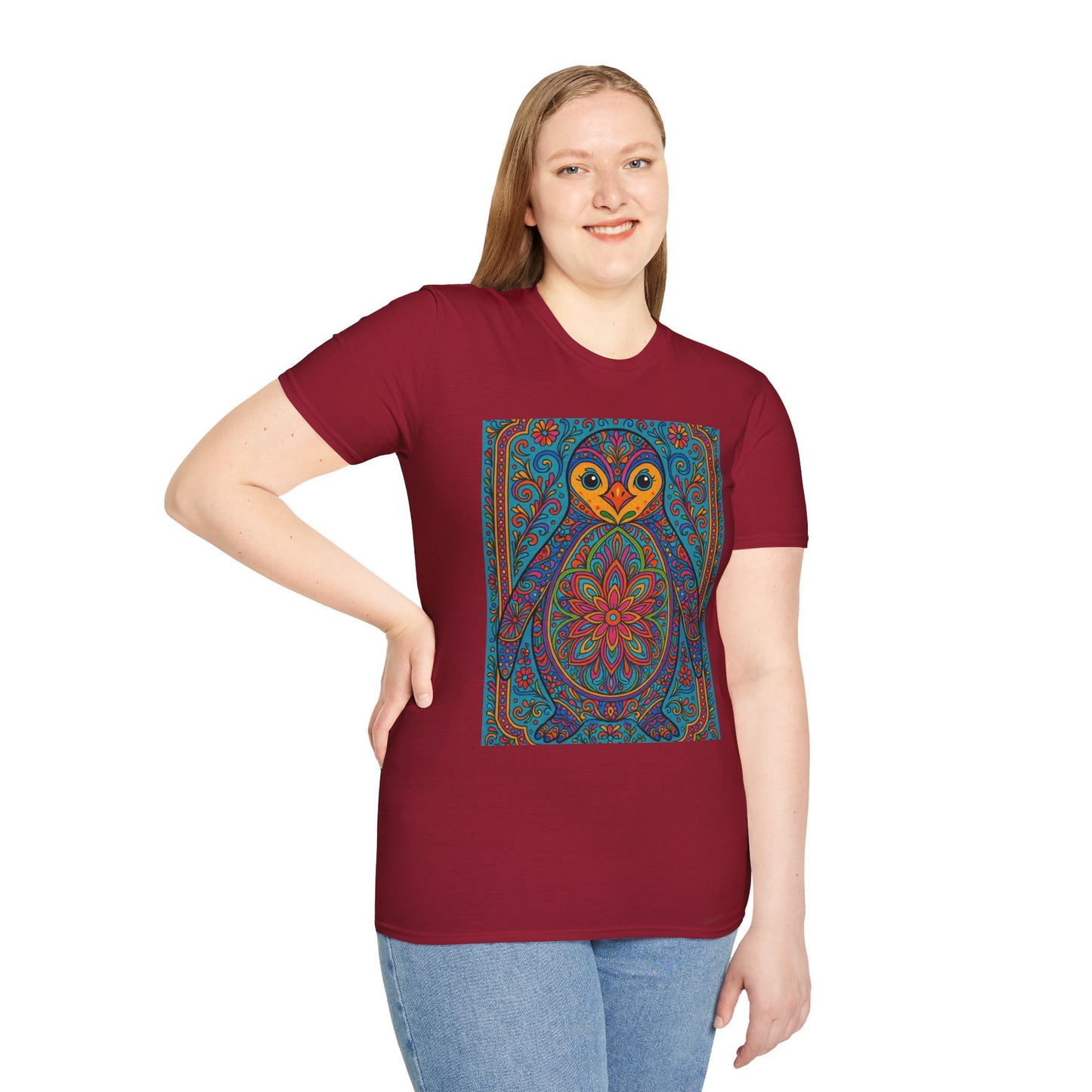 Trippy Penguin Mandala T-Shirt – Psychedelic Animal Tee – Funny Gift for Nature Lovers – Penguin Shirt for Hippies, Weirdos, and Mandala Fans
