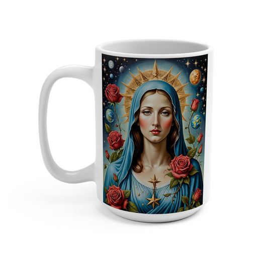 Cosmic Madonna Mug Spiritual Goddess Artwork Ceramic Coffee Cup Gift for Art Lovers