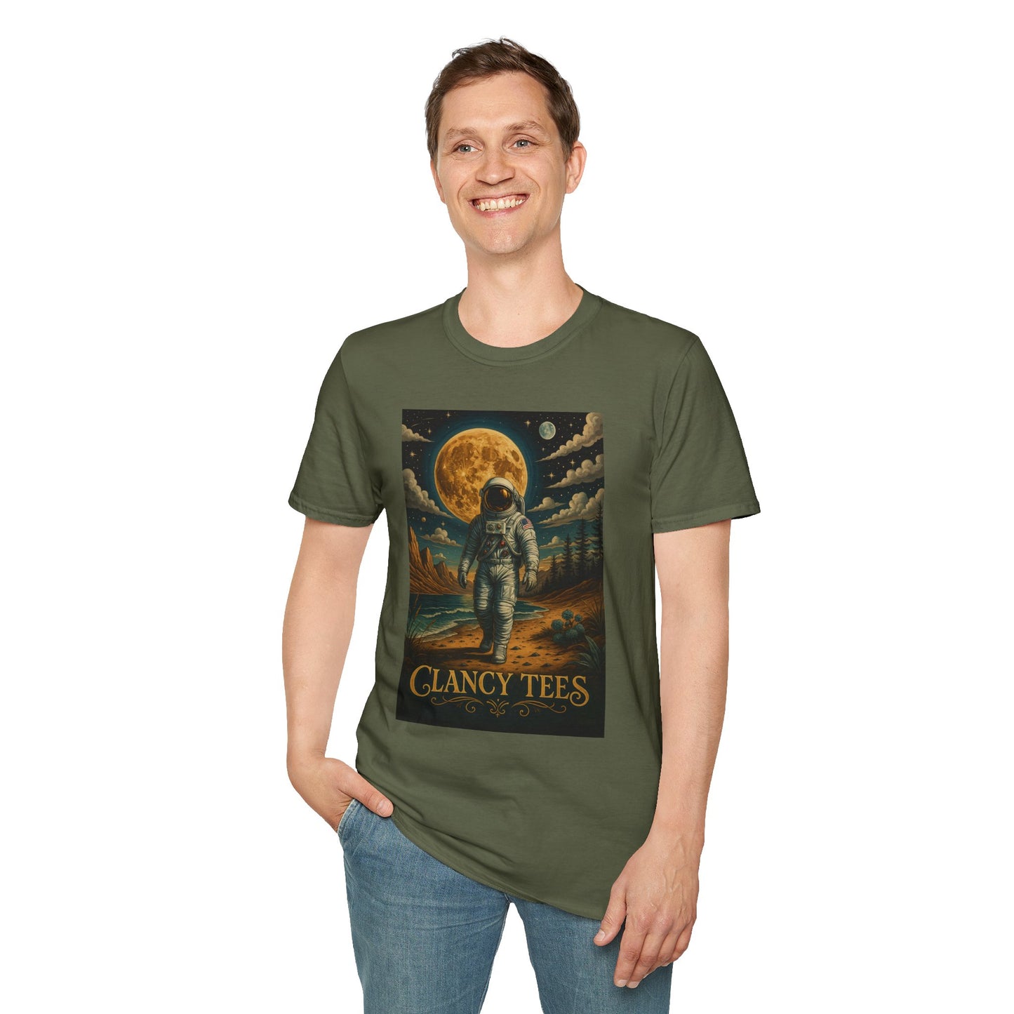 Astronaut Adventure Unisex Softstyle T-Shirt | Cosmic Space Shirt, Graphic Tee for Space Lovers, Gift for Nerds, Casual Wear