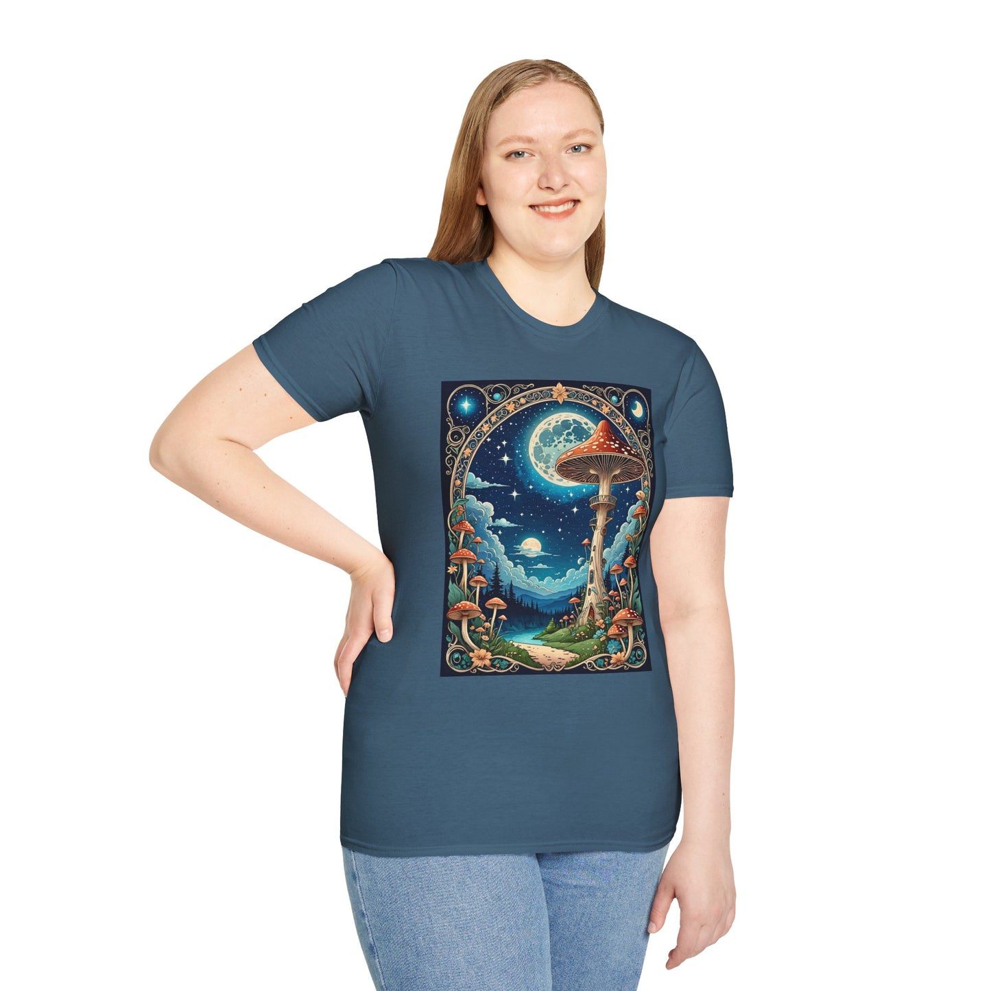 Psychedelic Mushroom Forest Shirt – Trippy Moonlight Nature Tee – Gift for Shroom Enthusiasts, Fantasy Fans, and Dreamy Escapists