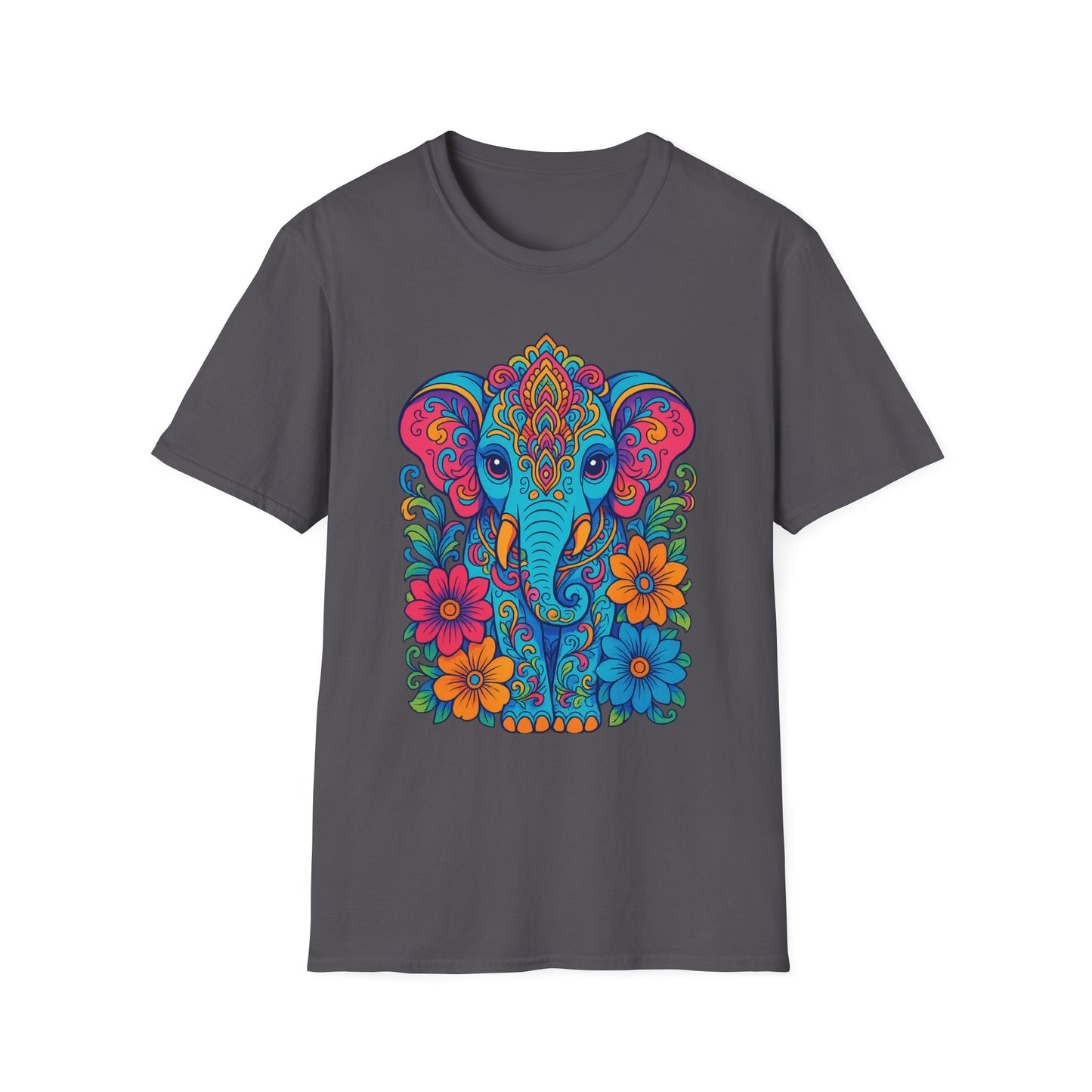 Colorful Elephant Shirt Trippy Boho Floral Art Tee Gift for Yoga Lovers Psychedelic Animal Fans and Free Spirits Who Rock Vibrant Festival Style