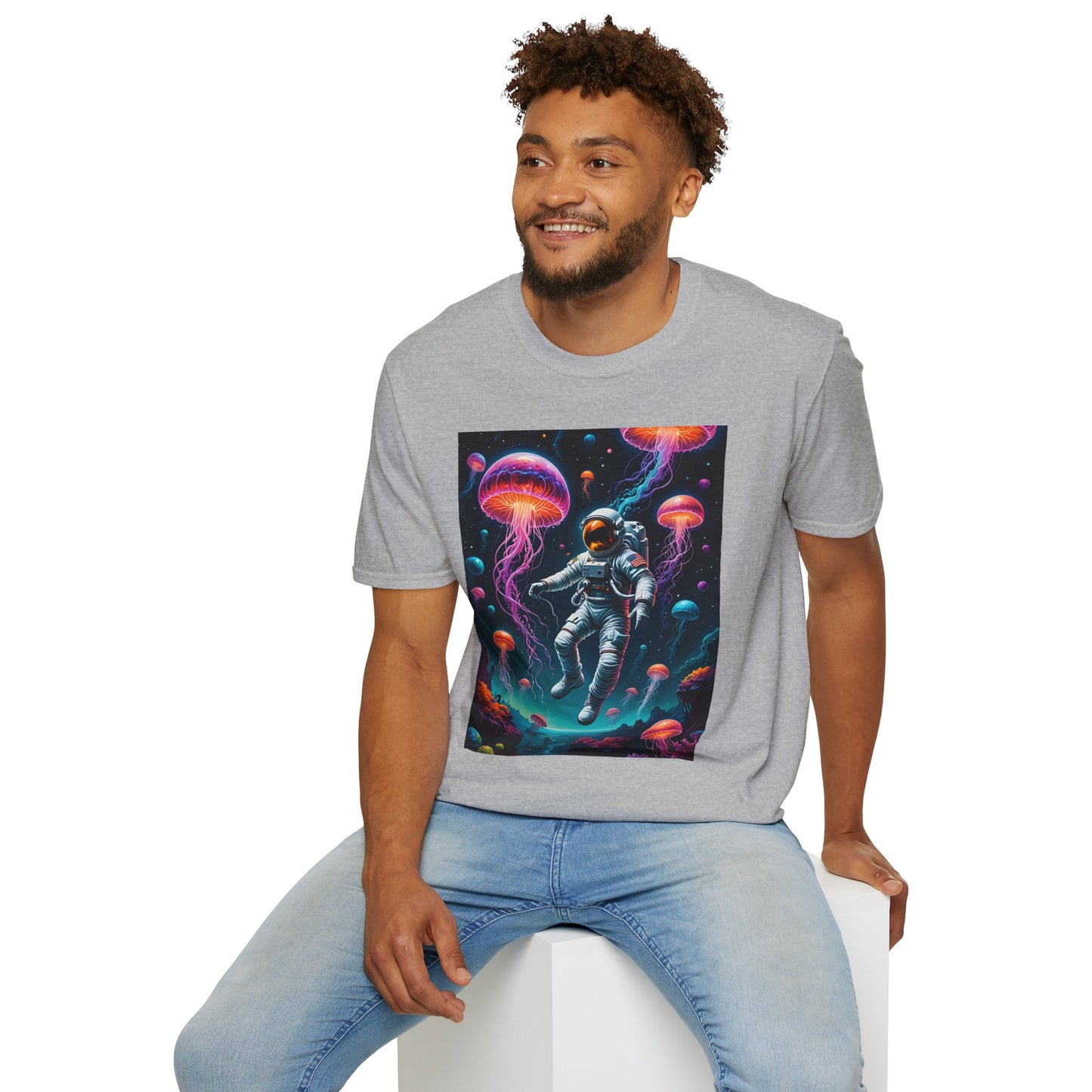 Cosmic Jellyfish T-Shirt, Astronaut Tee, Space Lover's Apparel, Unique Gift, Unisex Softstyle Shirt