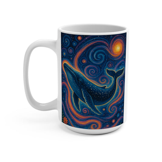 Cosmic Whale Ceramic Mug 15oz Ocean Galaxy Coffee Cup Starry Night Sea Art Gift For Dreamers