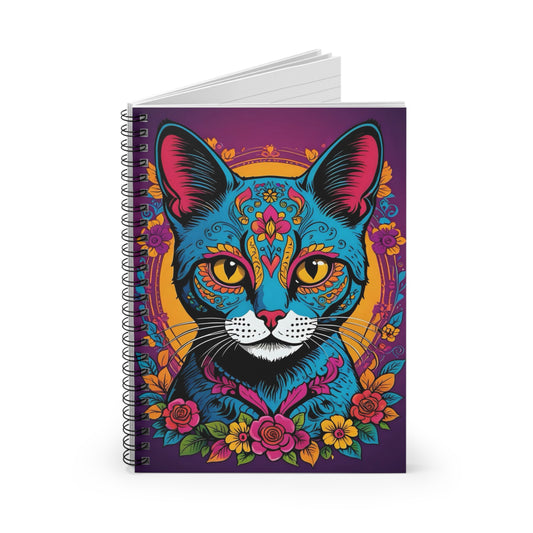 Colorful Cat Spiral Notebook | Vibrant Art for Journaling, Sketching, Note Taking, Gift for Cat Lovers, Unique Stationery