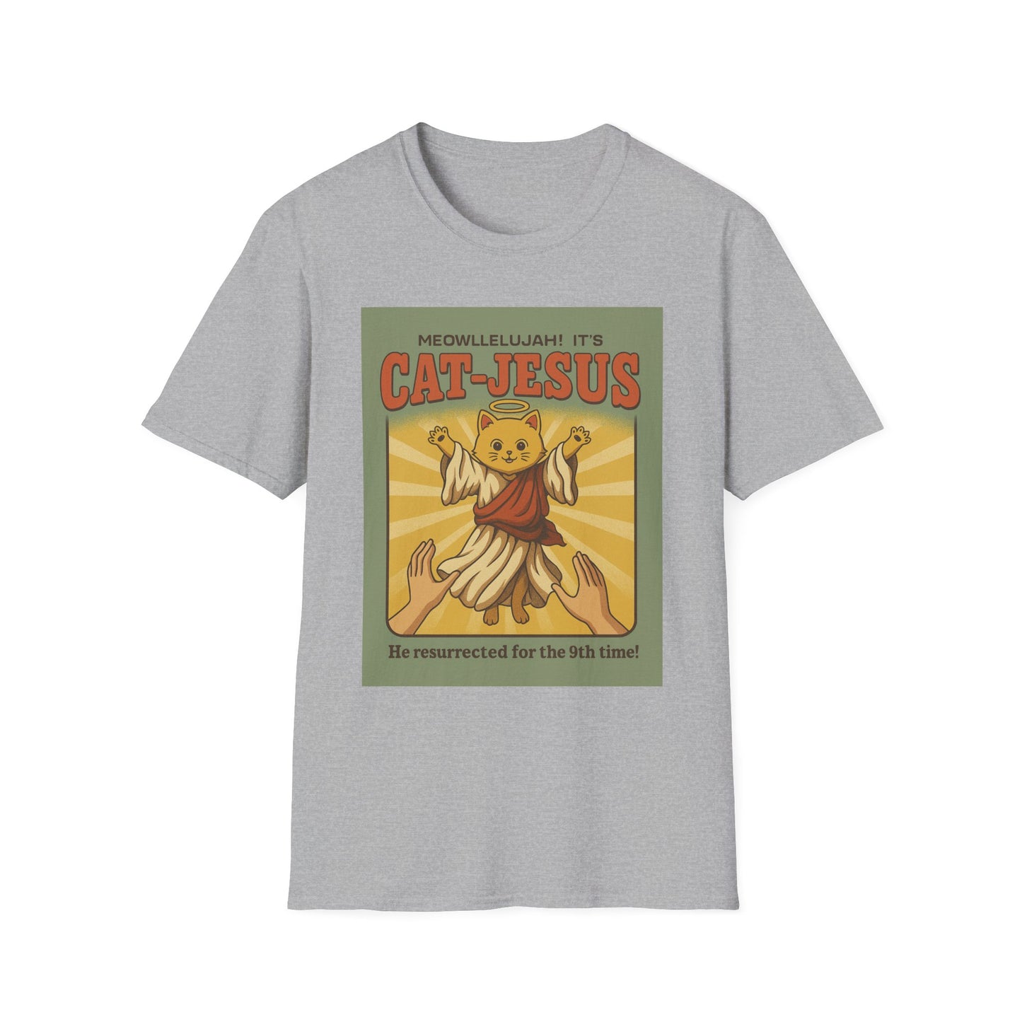 Cat Jesus Funny Resurrected Cat Shirt Meow Hallelujah Tee for Cat Lovers Faith and Felines Fans of Holy Humor and Nine Lives Resurrection Gags
