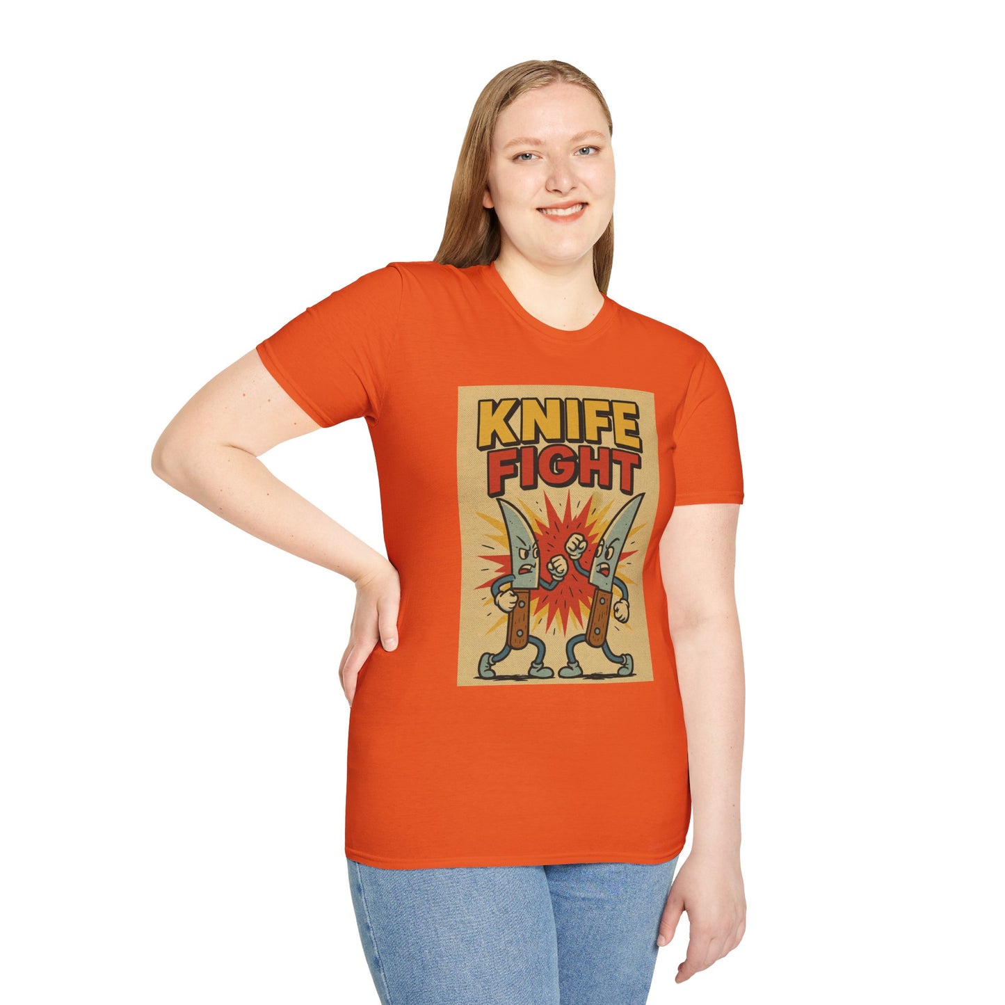 Retro Knife Fight Graphic T-Shirt, Funny Tee, Casual Unisex Clothing, Gift for Him or Her, Unique Humor Shirt