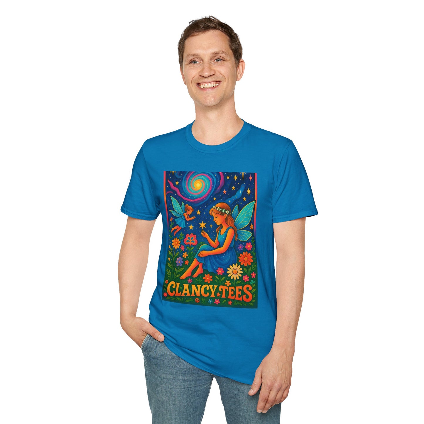 Fairy Garden T-Shirt Whimsical Fantasy Graphic Tee Cosmic Nature Shirt Gift for Dreamers Gift for Fairy Lovers Vibrant Magical Artwork