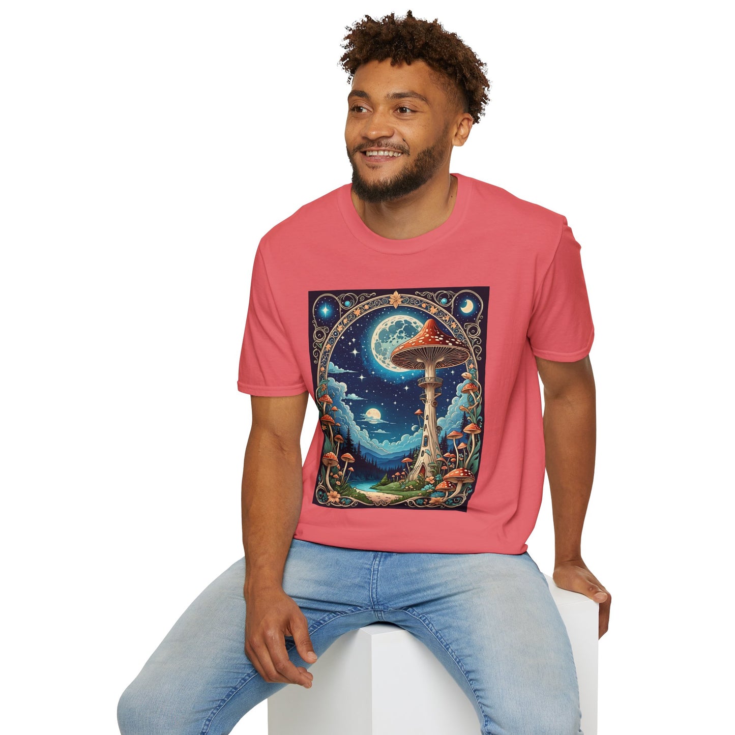 Psychedelic Mushroom Forest Shirt – Trippy Moonlight Nature Tee – Gift for Shroom Enthusiasts, Fantasy Fans, and Dreamy Escapists