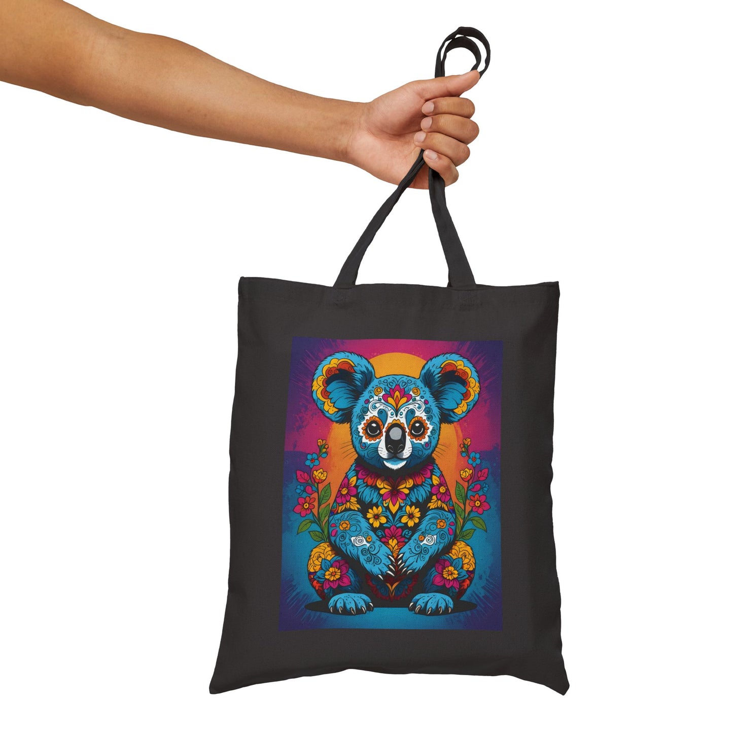 Psychedelic Koala Tote Bag With Colorful Trippy Art Design Bold Animal Print Carryall Bag Unique Gift For Nature Lovers