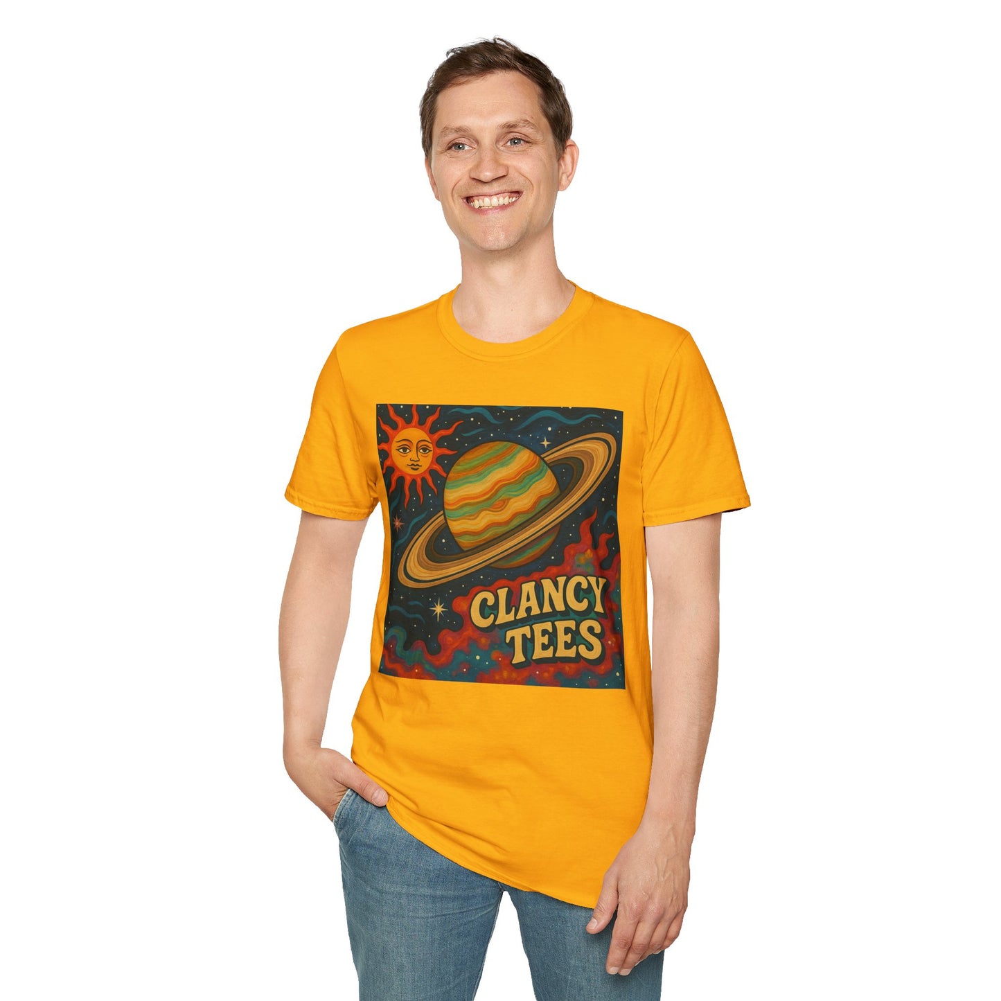 Saturn Sun Shirt – Retro Psychedelic Planet Graphic Tee with Groovy Outer Space Art – Gift for Astronomers, Daydreamers, and Cosmic Wanderers