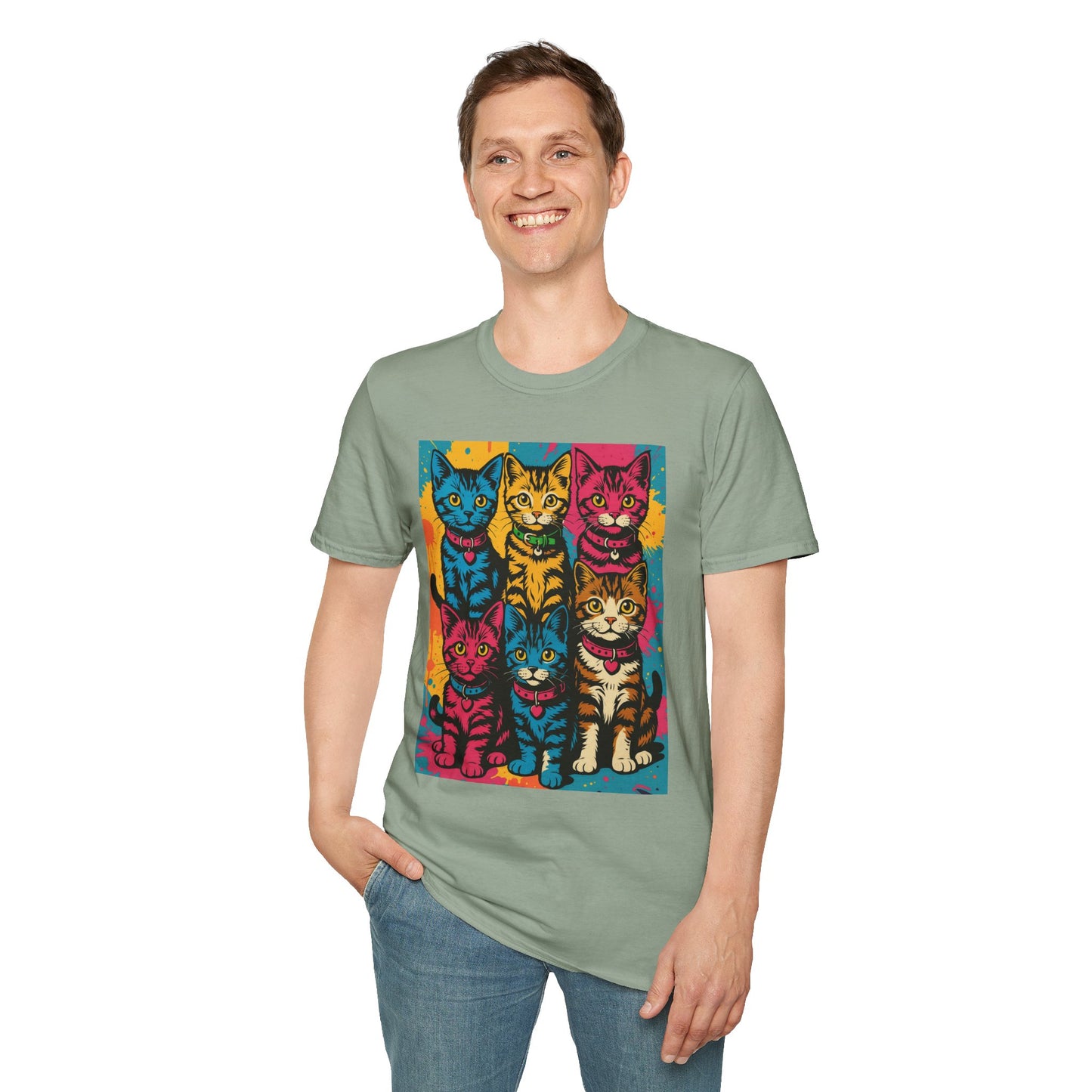 Rainbow Cats Art Shirt – Colorful Cat Lover Tee for Feline Fans – Funny Gift for Cat Moms, Pet Parents, Weird Cat People & Whimsical Animal Aesthetic