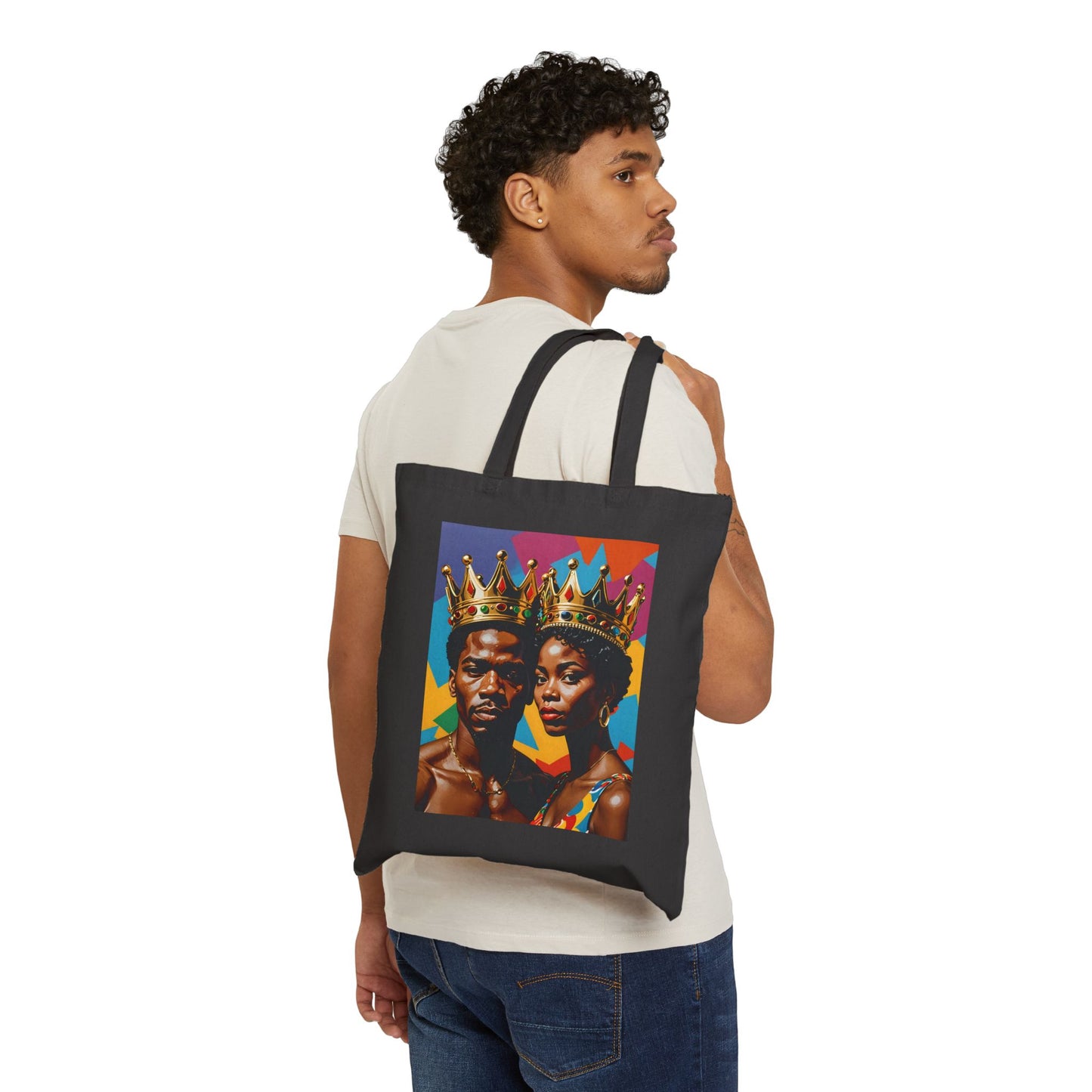Royal Crown Couple Tote Bag Afrocentric Art Tote Bag Bold Cultural Design Tote Bag