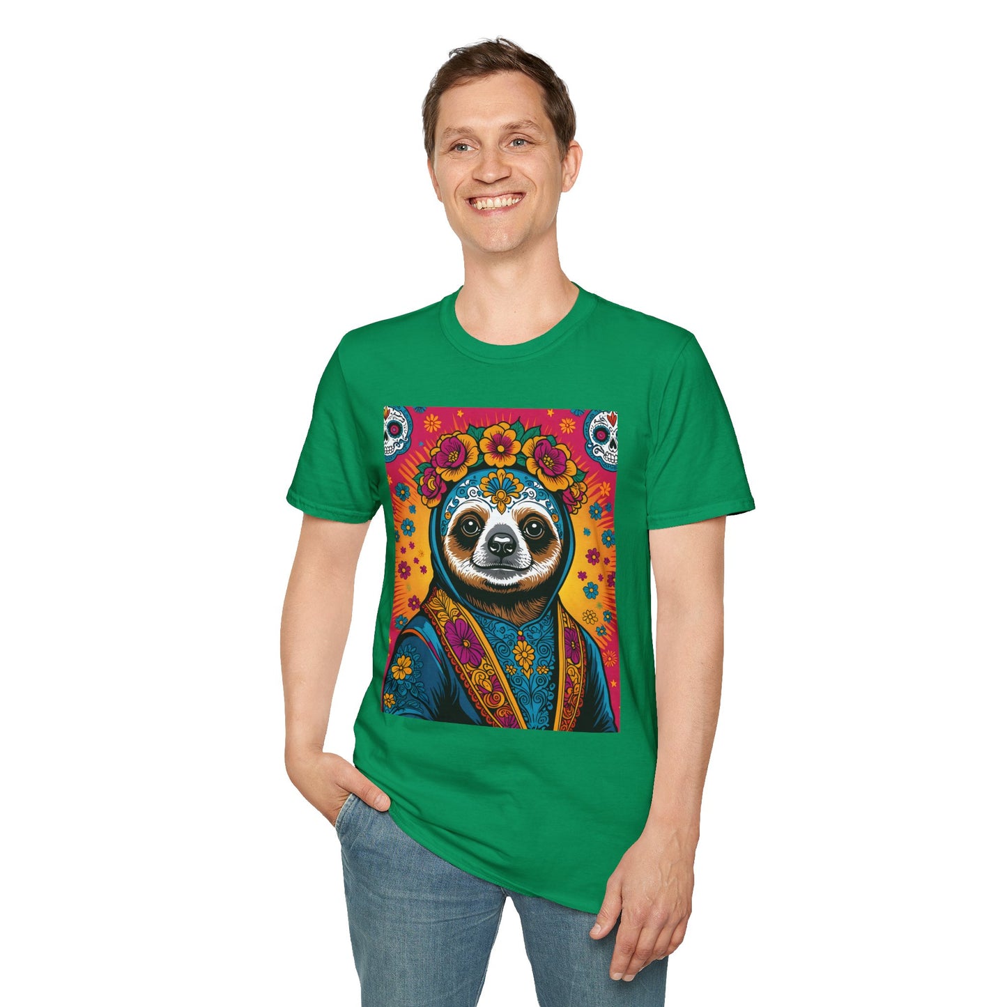 Boho Sloth T Shirt Trippy Animal Graphic Tee Colorful Festival Top Gift for Sloth Lovers