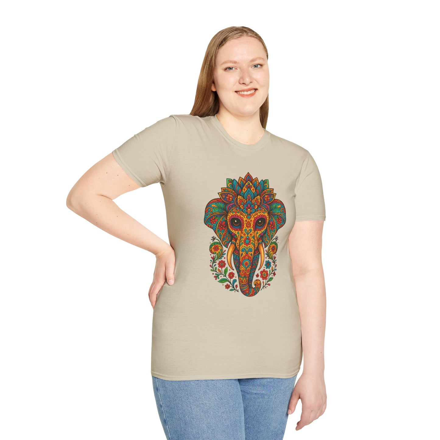 Boho Elephant Shirt Psychedelic Floral Head Art Tee Gift for Spiritual Seekers Animal Lovers and Mindful Hippies with a Love for Earthy Trippy Vibes