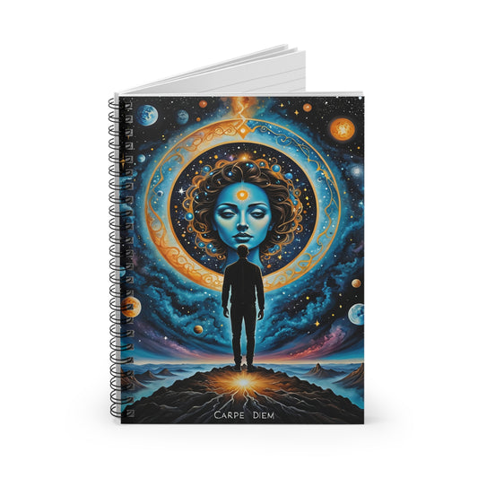 Cosmic Inspiration Spiral Notebook - Carpe Diem, Journal, Gift for Writers, Starry Design, Inspirational Notepad