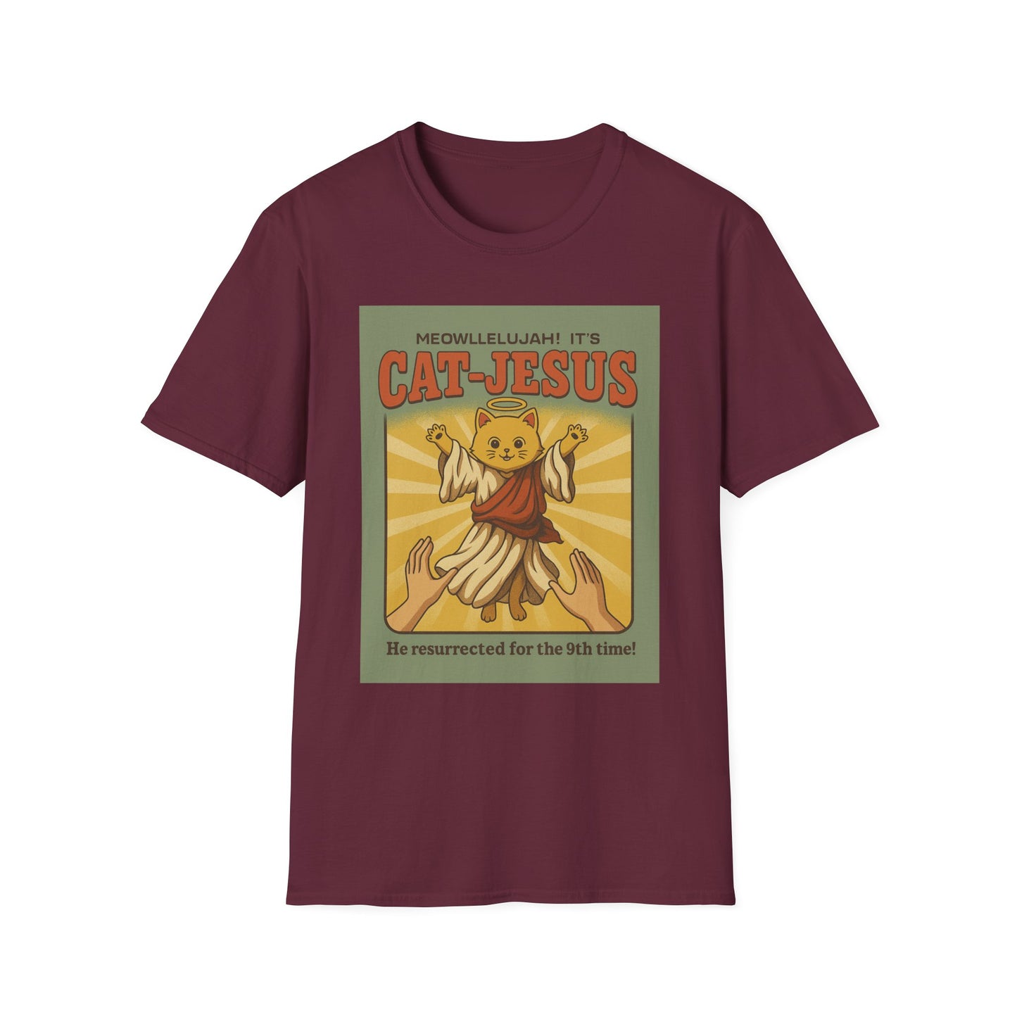 Cat Jesus Funny Resurrected Cat Shirt Meow Hallelujah Tee for Cat Lovers Faith and Felines Fans of Holy Humor and Nine Lives Resurrection Gags
