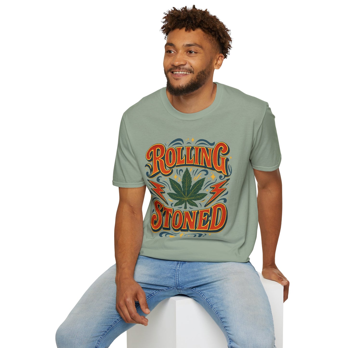 Rolling Stoned Weed Shirt – Funny Cannabis Leaf Tee – Gift for Potheads, 420 Smokers, Stoner Music Fans, and Chill Marijuana Enthusiasts