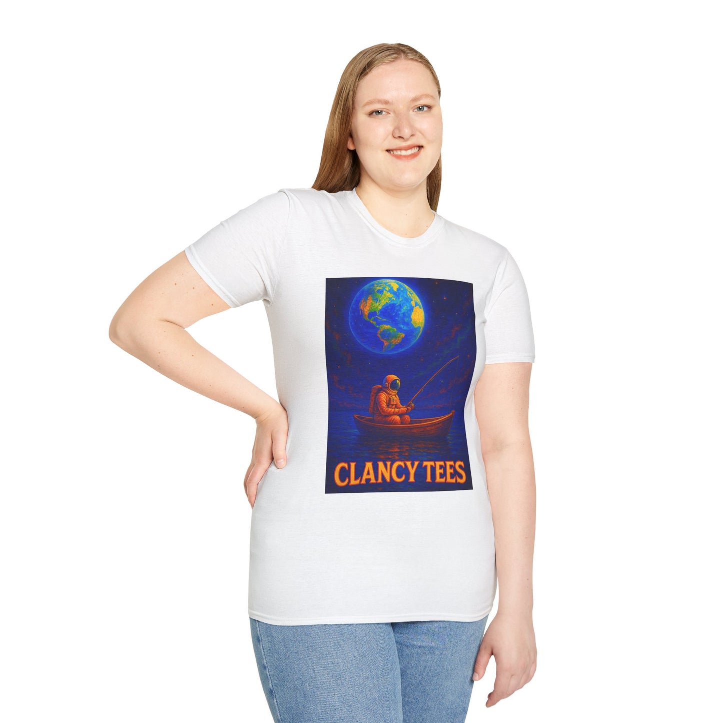 Space Fisherman Graphic T-Shirt, Chill Vibes Tee, Eco-Friendly Gift, Outdoor Enthusiast Apparel, Perfect for Holidays & Summer