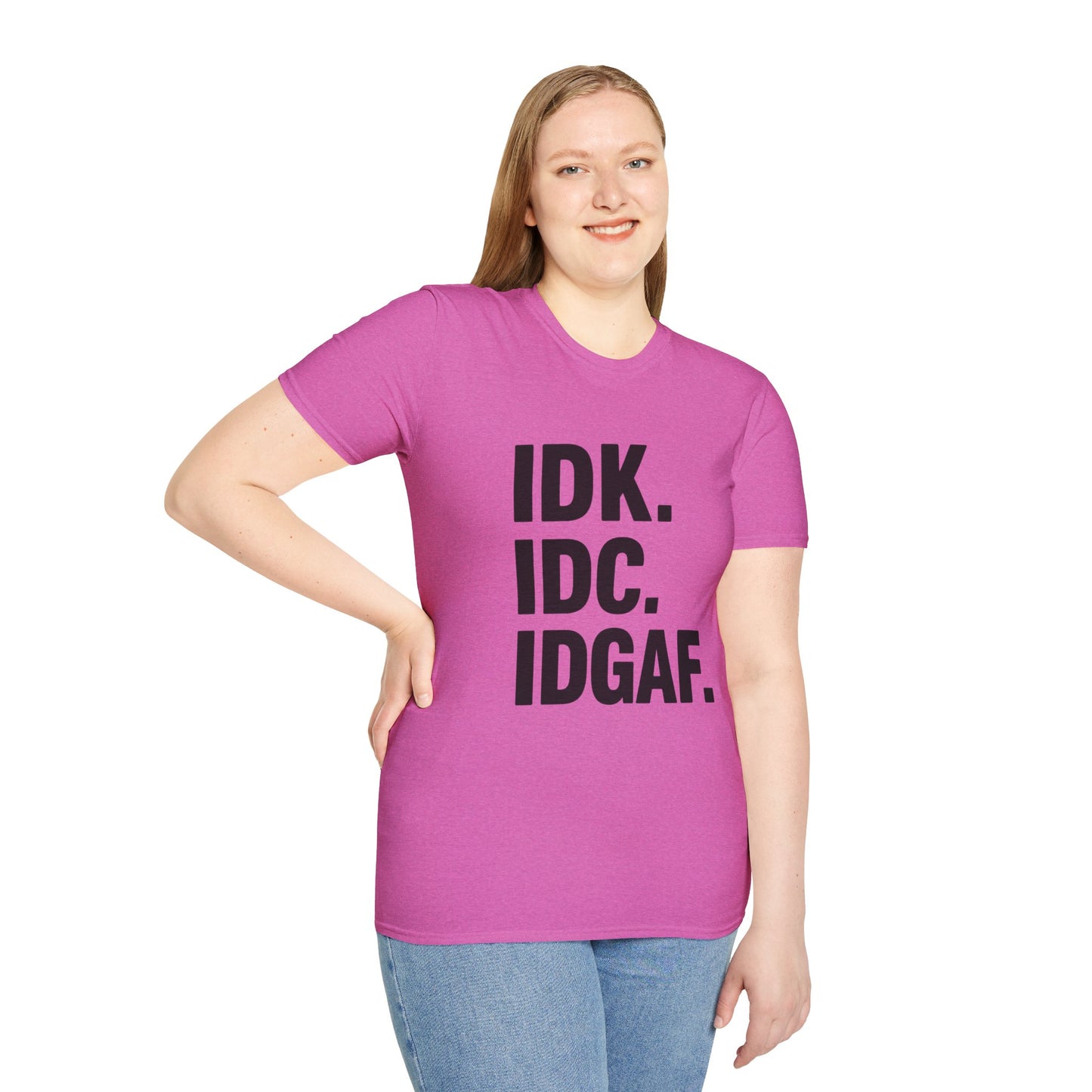 IDK IDC IDGAF Shirt – Funny Acronym T-Shirt with Sarcastic Attitude – Bold Minimalist Graphic Tee for Emotionally Done People