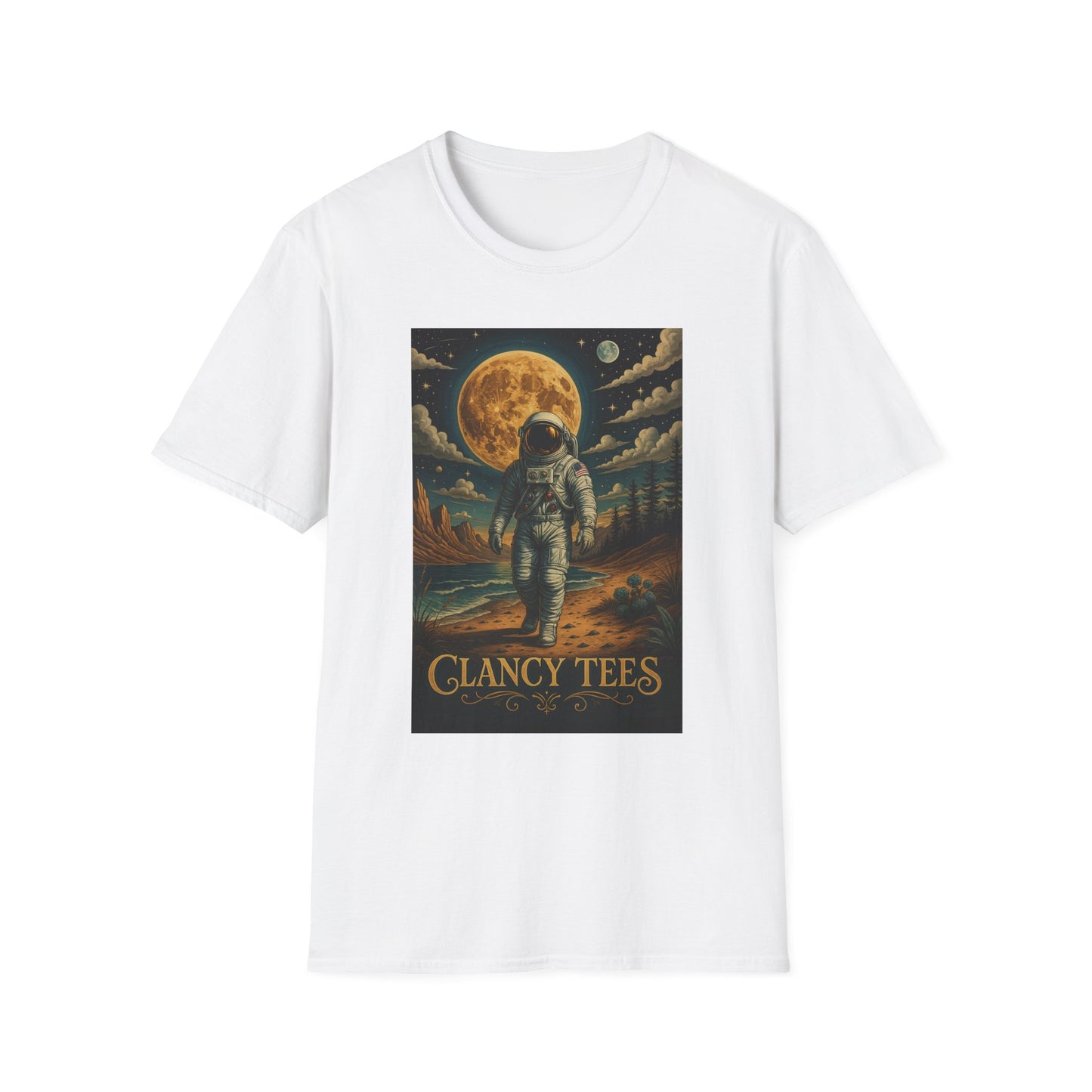 Astronaut Adventure Unisex Softstyle T-Shirt | Cosmic Space Shirt, Graphic Tee for Space Lovers, Gift for Nerds, Casual Wear