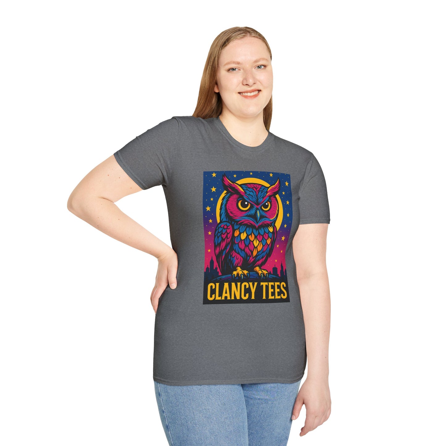 Psychedelic Owl Shirt with Stars and Moon | Trippy Forest Animal Tee | Gift for Night Owls and Weirdos | Bold Colorful Nature Graphic Tee
