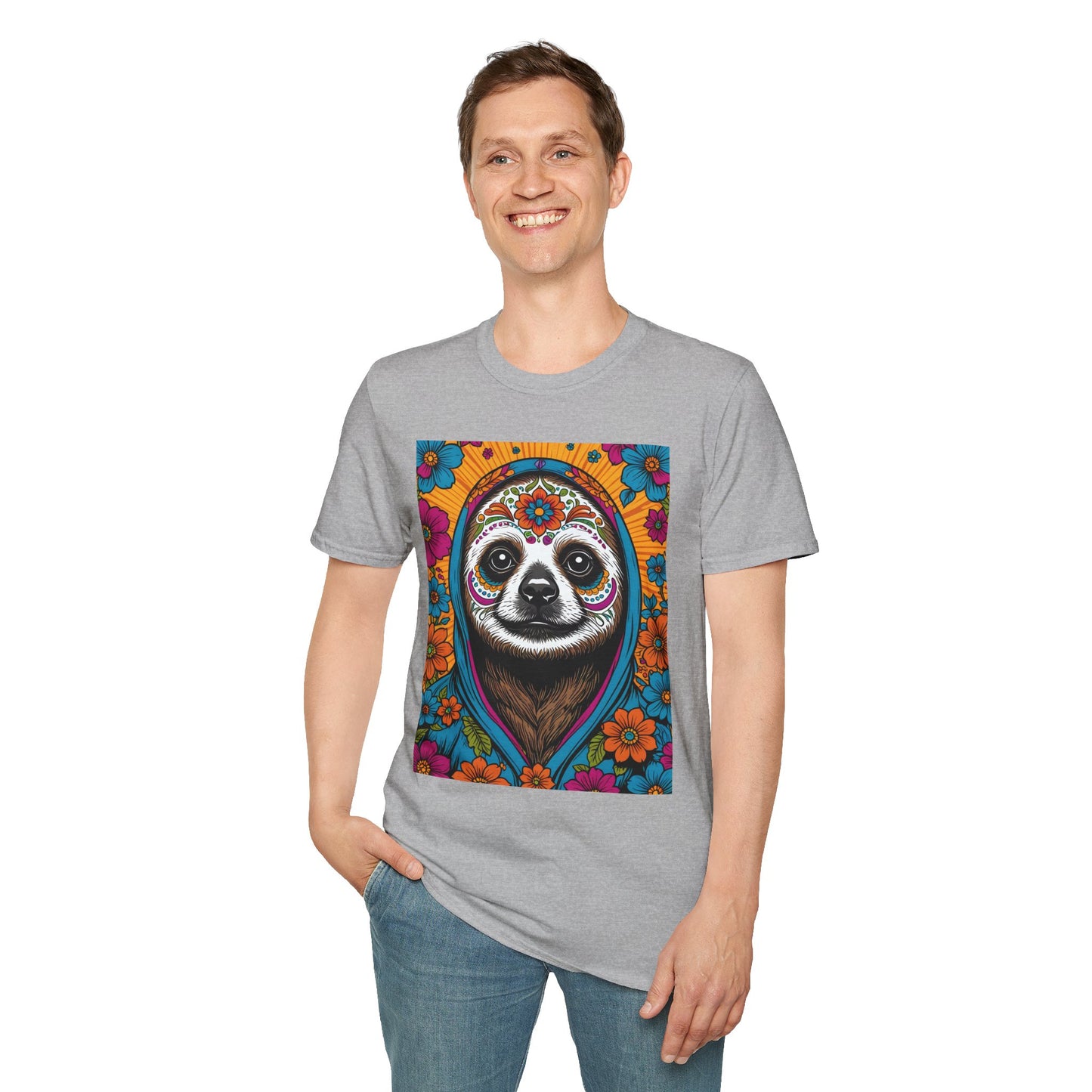 Psychedelic Sloth T Shirt Trippy Animal Graphic Tee Colorful Festival Top Gift for Sloth Lovers