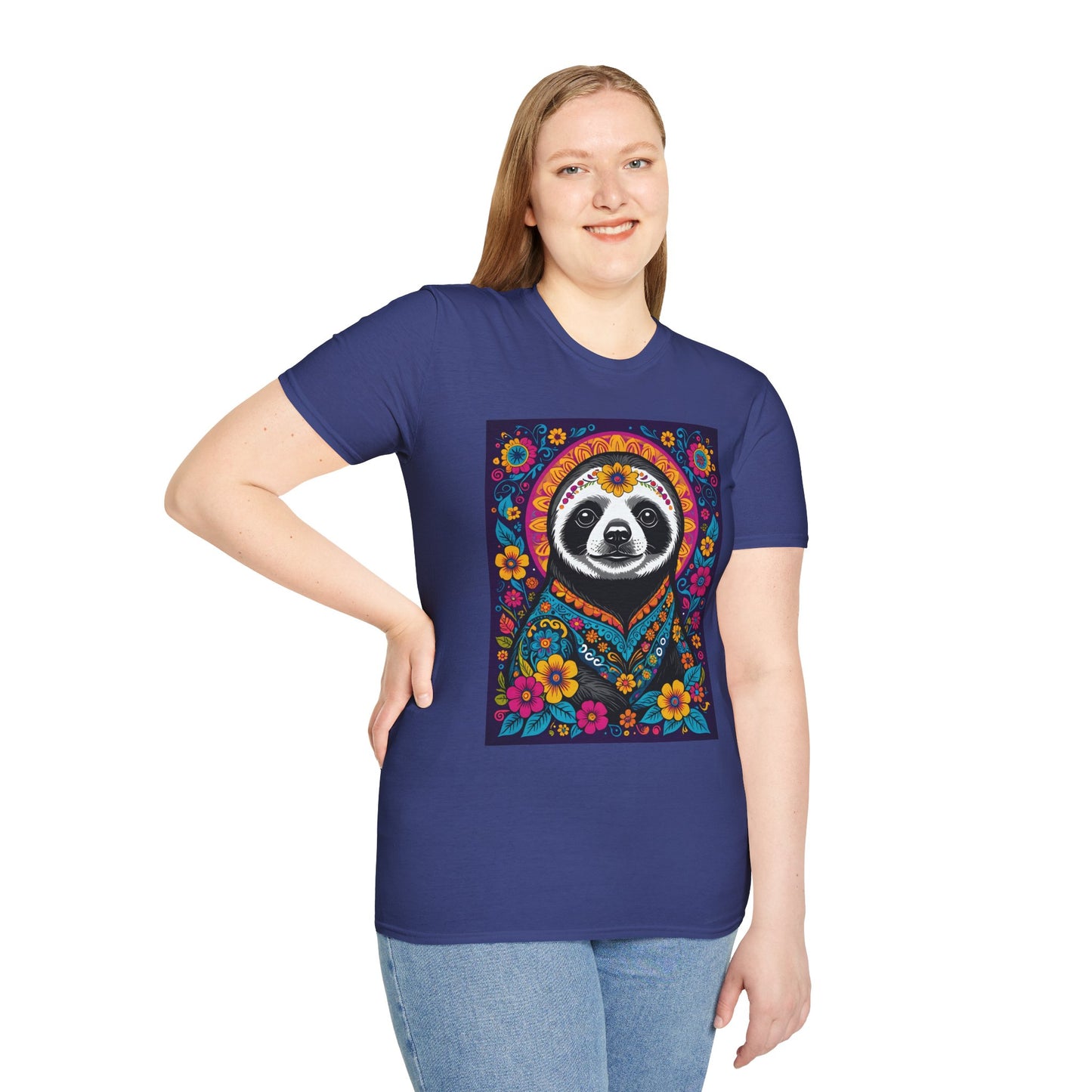 Psychedelic Sloth T Shirt Boho Animal Graphic Tee Trippy Festival Top Gift for Sloth Lovers