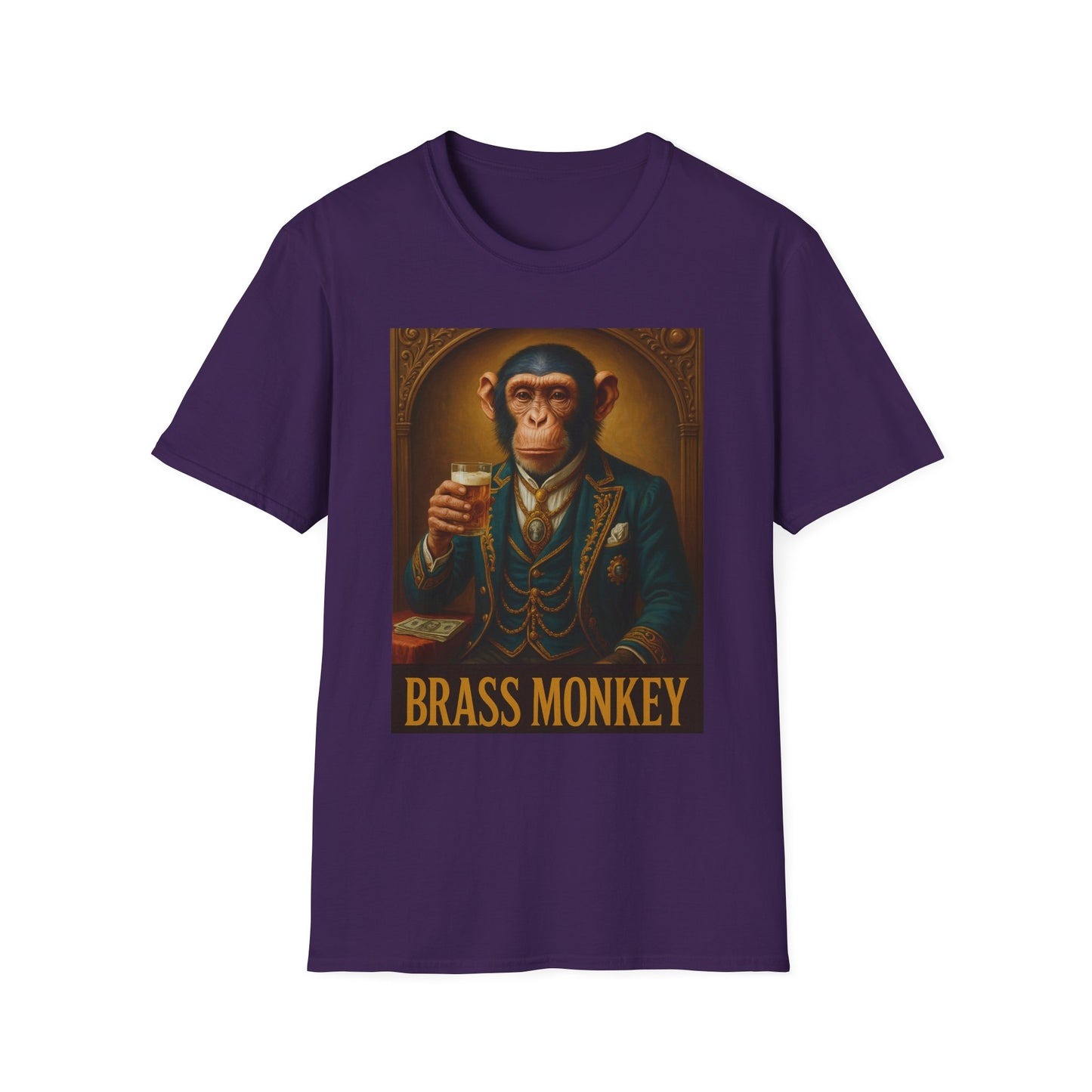 Brass Monkey T-Shirt Funny Retro Monkey Drinking Tee | Gift for Whiskey Lovers | Classy Drunk Humor Shirt | Animal Drinking Party Tee