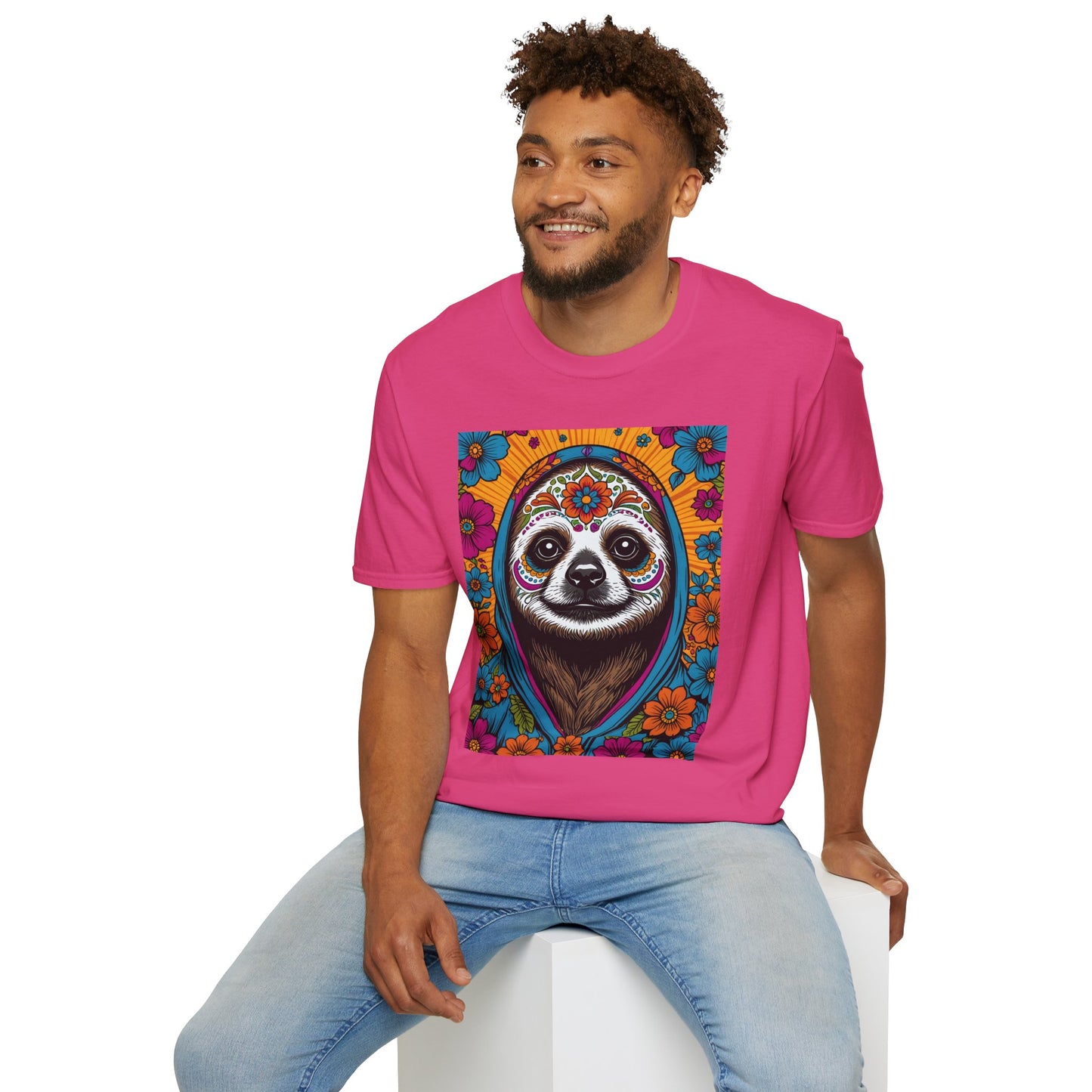 Psychedelic Sloth T Shirt Trippy Animal Graphic Tee Colorful Festival Top Gift for Sloth Lovers