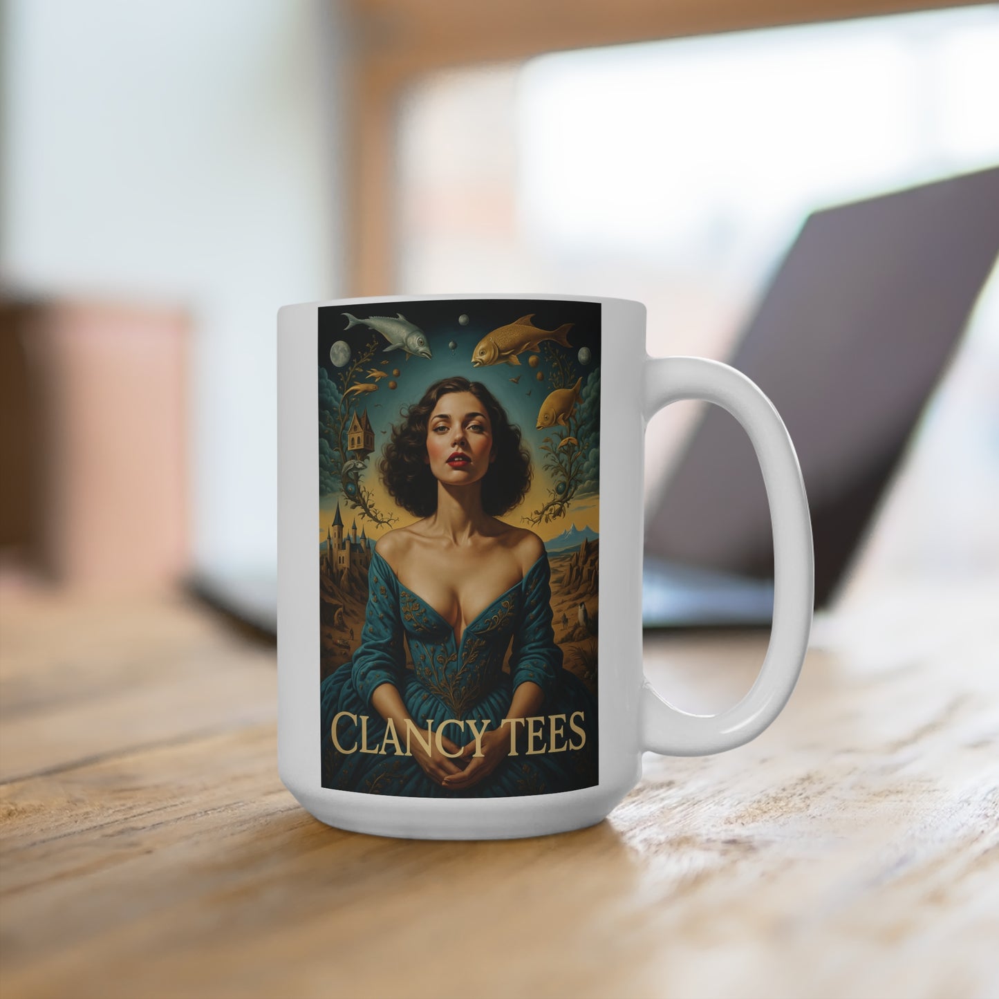 Surreal Fantasy Queen Mug Dreamlike Artwork Ceramic Coffee Cup Gift for Art Lovers