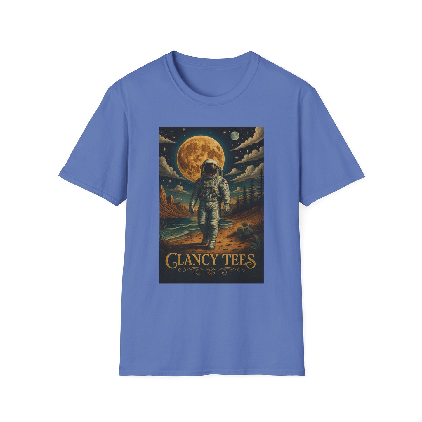 Astronaut Adventure Unisex Softstyle T-Shirt | Cosmic Space Shirt, Graphic Tee for Space Lovers, Gift for Nerds, Casual Wear