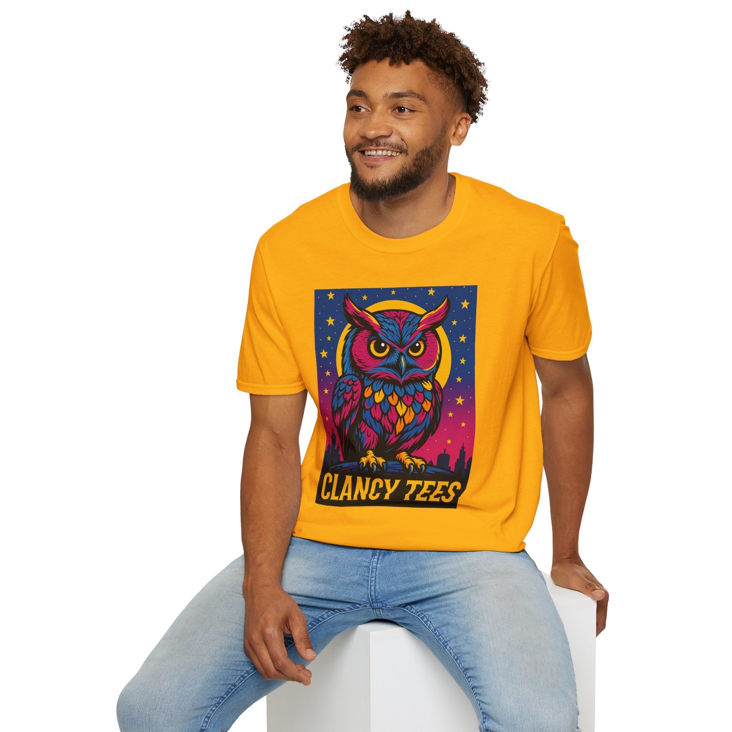 Psychedelic Owl Shirt with Stars and Moon | Trippy Forest Animal Tee | Gift for Night Owls and Weirdos | Bold Colorful Nature Graphic Tee