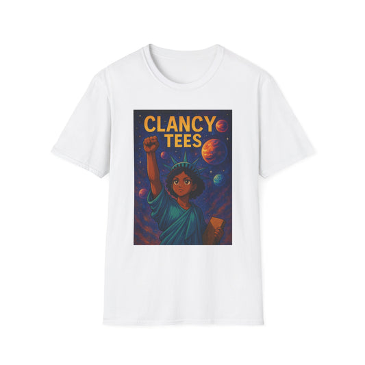 Empowerment Liberty Graphic T-Shirt, Space-Themed Tee, Unisex Casual Wear, Gift for Space Lovers, Inspirational Fashion