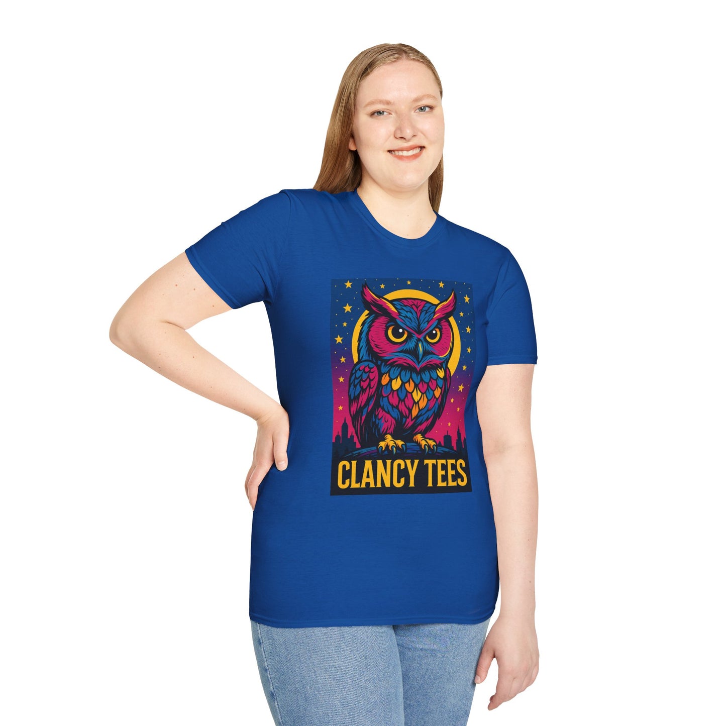 Psychedelic Owl Shirt with Stars and Moon | Trippy Forest Animal Tee | Gift for Night Owls and Weirdos | Bold Colorful Nature Graphic Tee