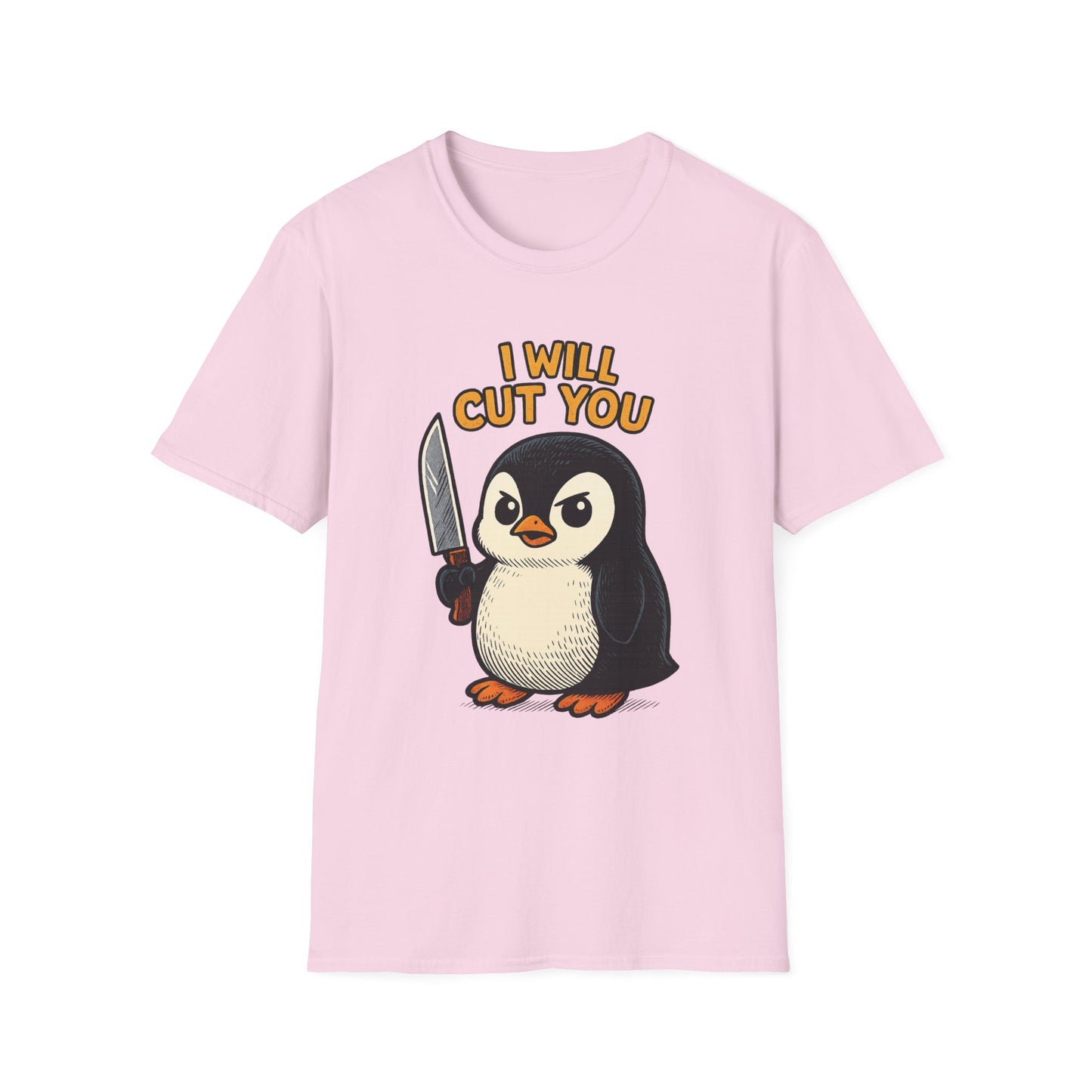 Angry Penguin Knife Shirt – Funny Animal Graphic Tee, Sarcastic Gift for Introverts, Cute but Deadly Humor Shirt