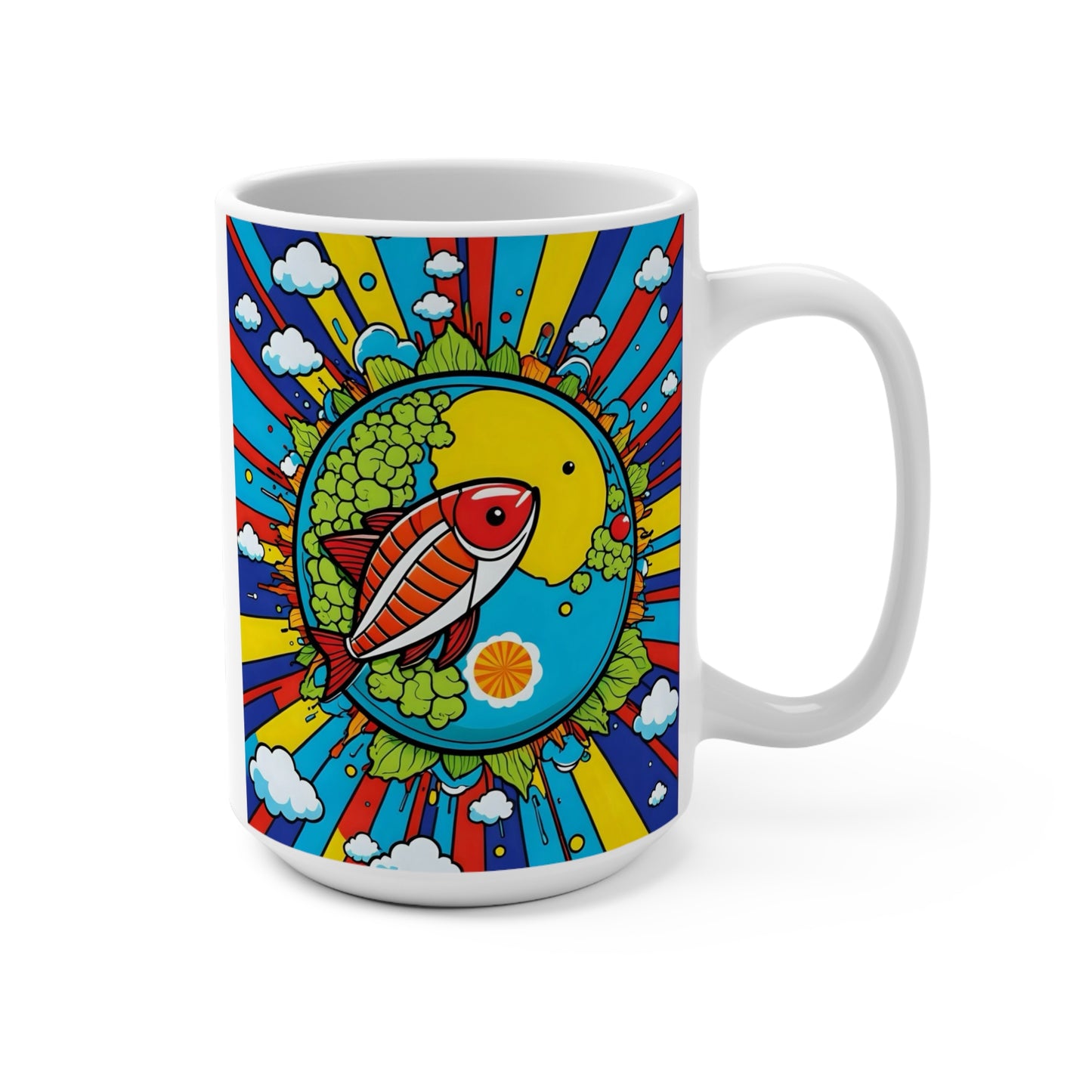 Sushi Art Mug Colorful Psychedelic Coffee Cup Gift For Food Lovers
