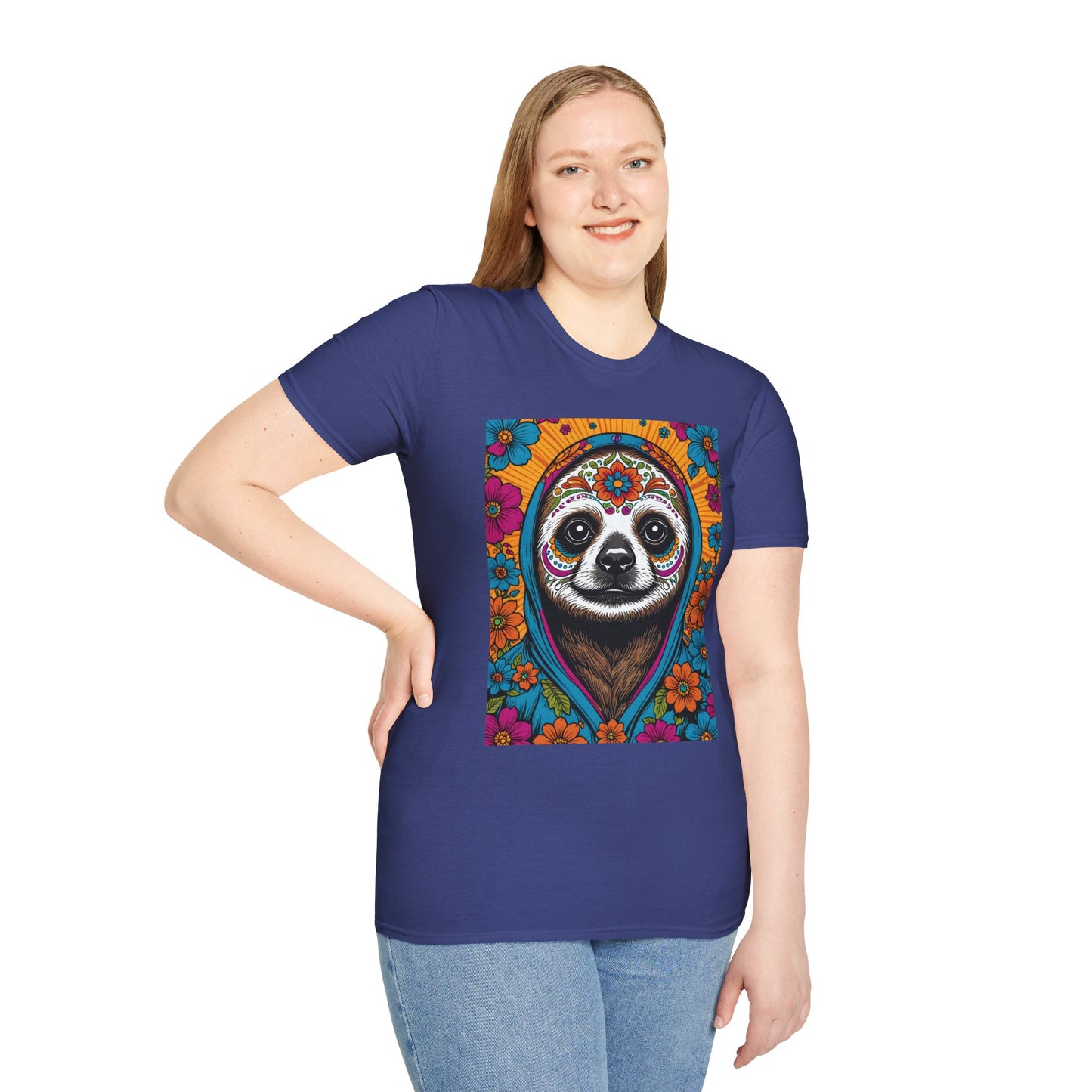 Psychedelic Sloth T Shirt Trippy Animal Graphic Tee Colorful Festival Top Gift for Sloth Lovers