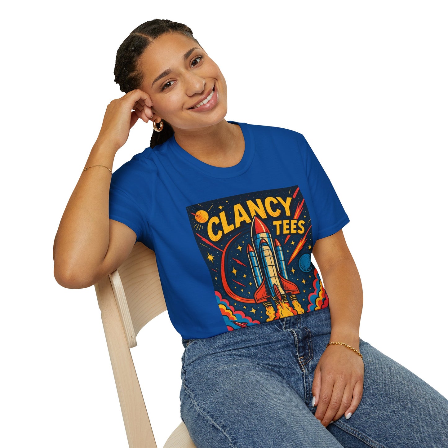 Retro Rocket Ship Shirt Outer Space Graphic Tee | Psychedelic Galaxy Print Top | Gift for Space Nerds and Dreamers | Astronaut Aesthetic Tee