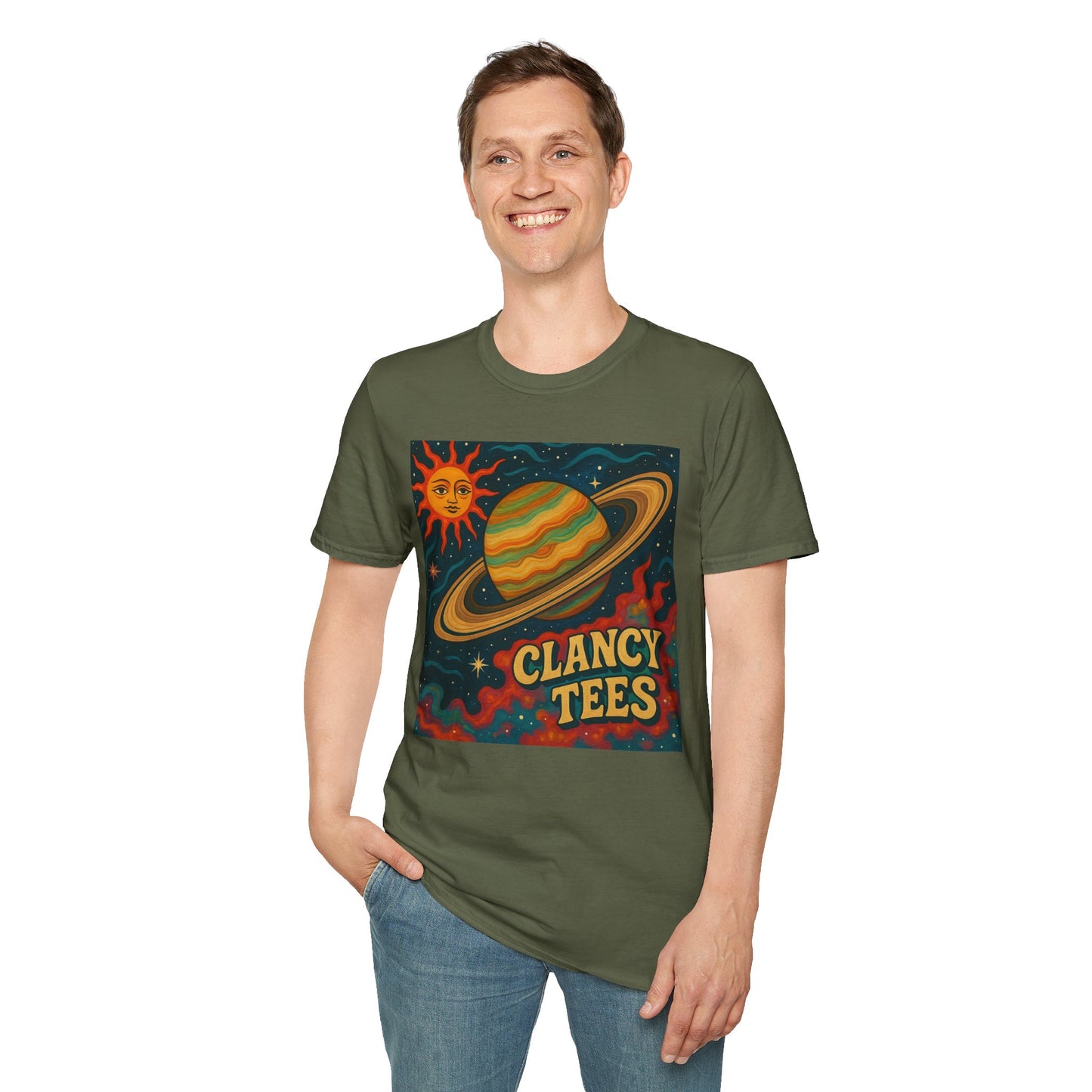 Saturn Sun Shirt – Retro Psychedelic Planet Graphic Tee with Groovy Outer Space Art – Gift for Astronomers, Daydreamers, and Cosmic Wanderers