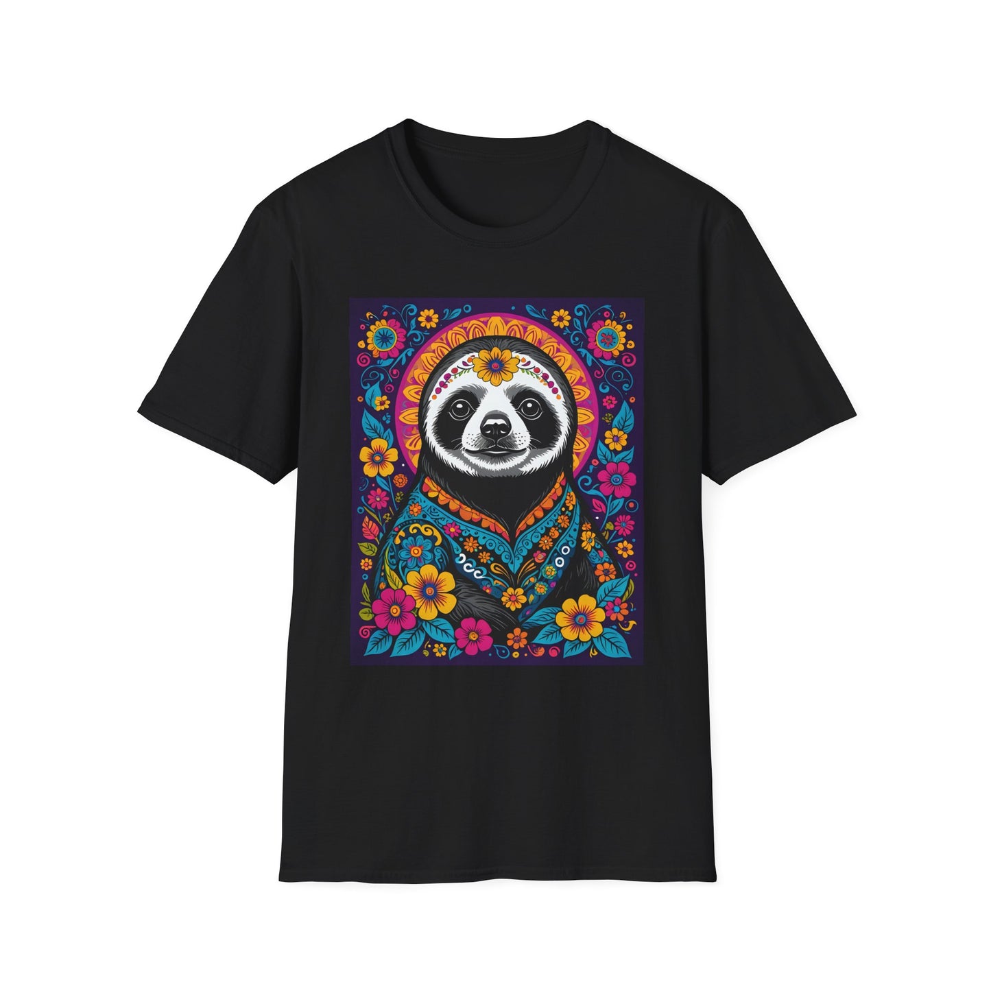 Psychedelic Sloth T Shirt Boho Animal Graphic Tee Trippy Festival Top Gift for Sloth Lovers