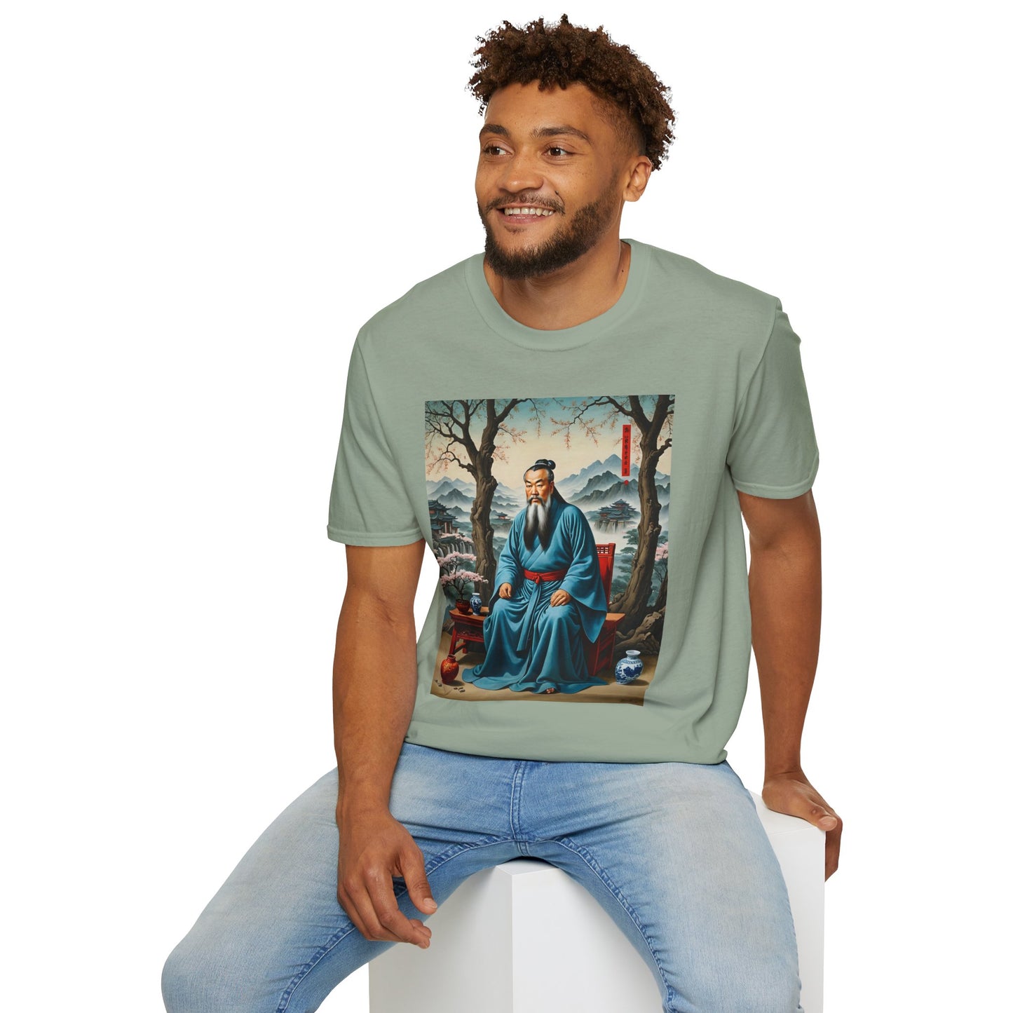 Ancient Scholar T-Shirt Eastern Wisdom Graphic Tee Traditional Art Shirt Gift for History Buffs Gift for Philosophy Fans Timeless Cultural Artwork
