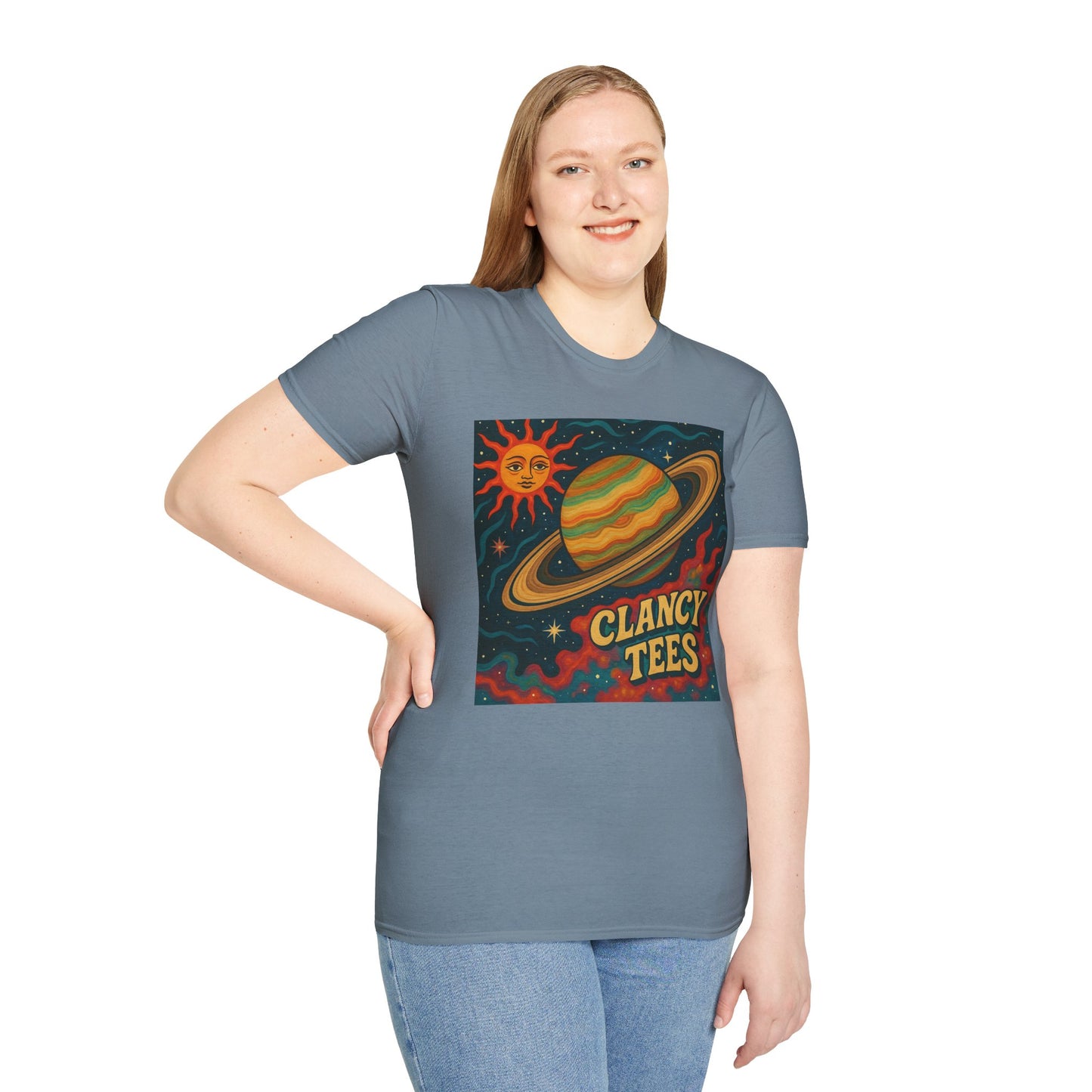 Saturn Sun Shirt – Retro Psychedelic Planet Graphic Tee with Groovy Outer Space Art – Gift for Astronomers, Daydreamers, and Cosmic Wanderers