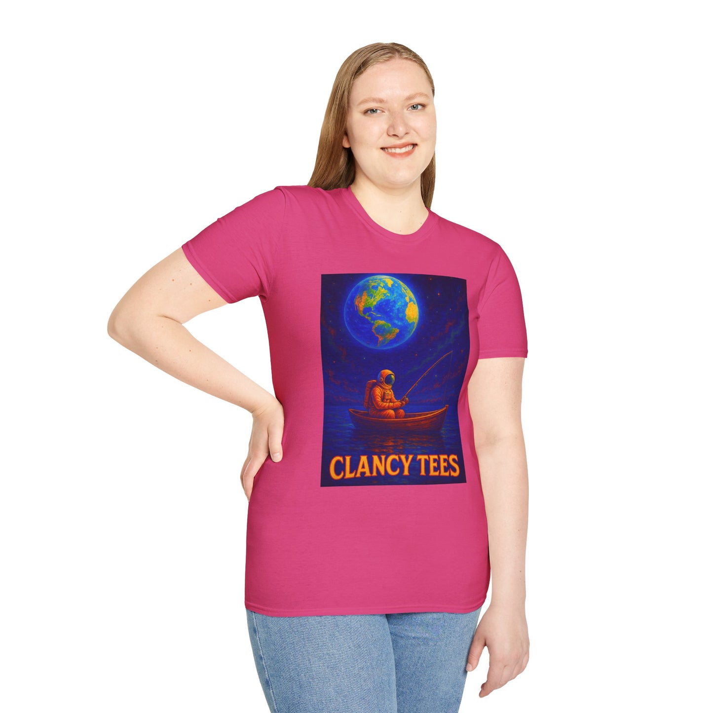 Space Fisherman Graphic T-Shirt, Chill Vibes Tee, Eco-Friendly Gift, Outdoor Enthusiast Apparel, Perfect for Holidays & Summer